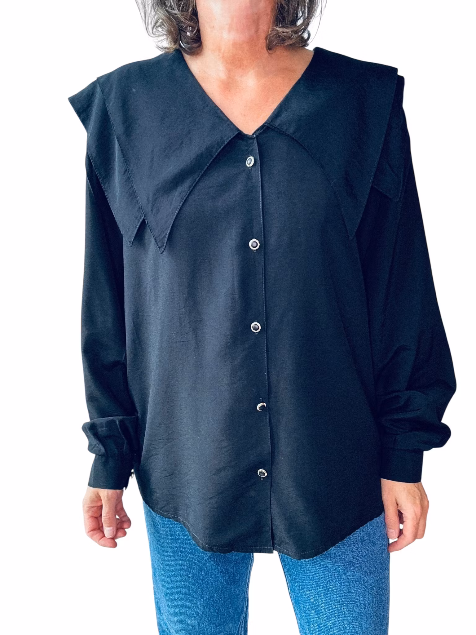 Vintage blus med stor krage