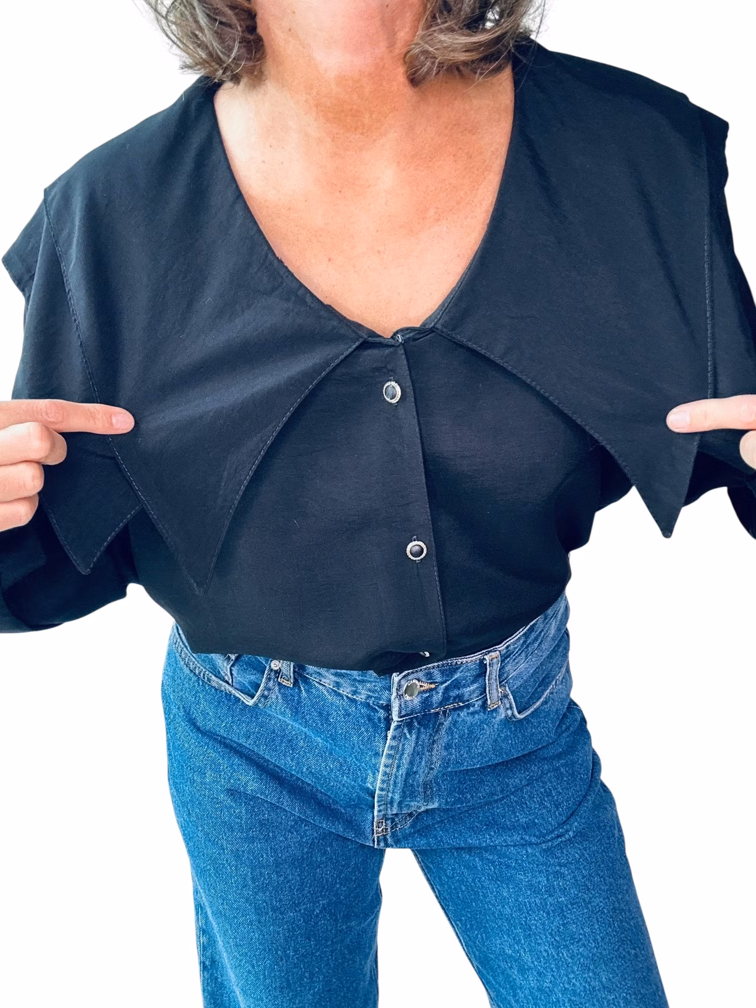 Vintage blus med stor krage