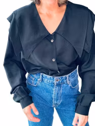 Vintage blus med stor krage