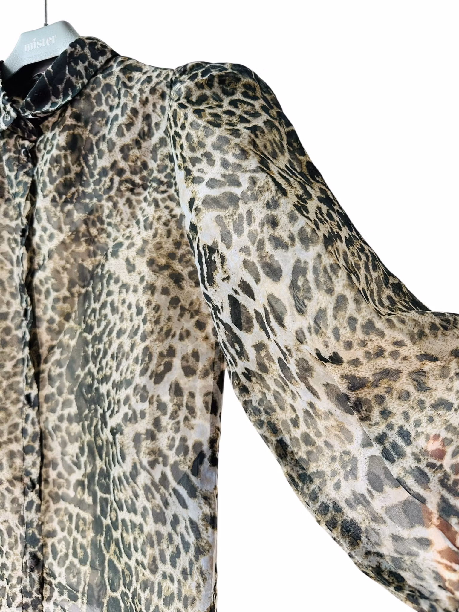 Leopardmönstrad blus med puffärm