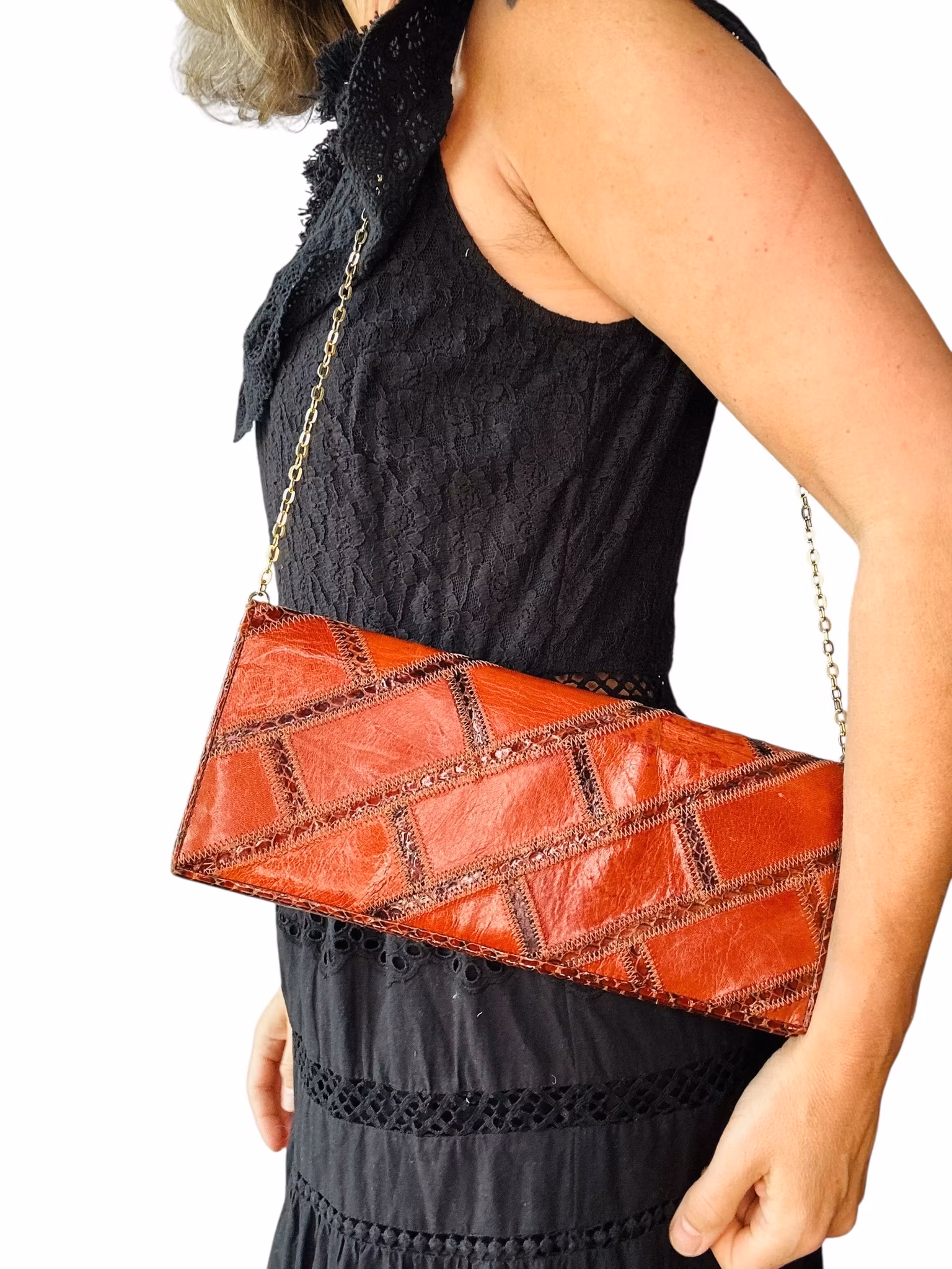 Vintage läderclutch