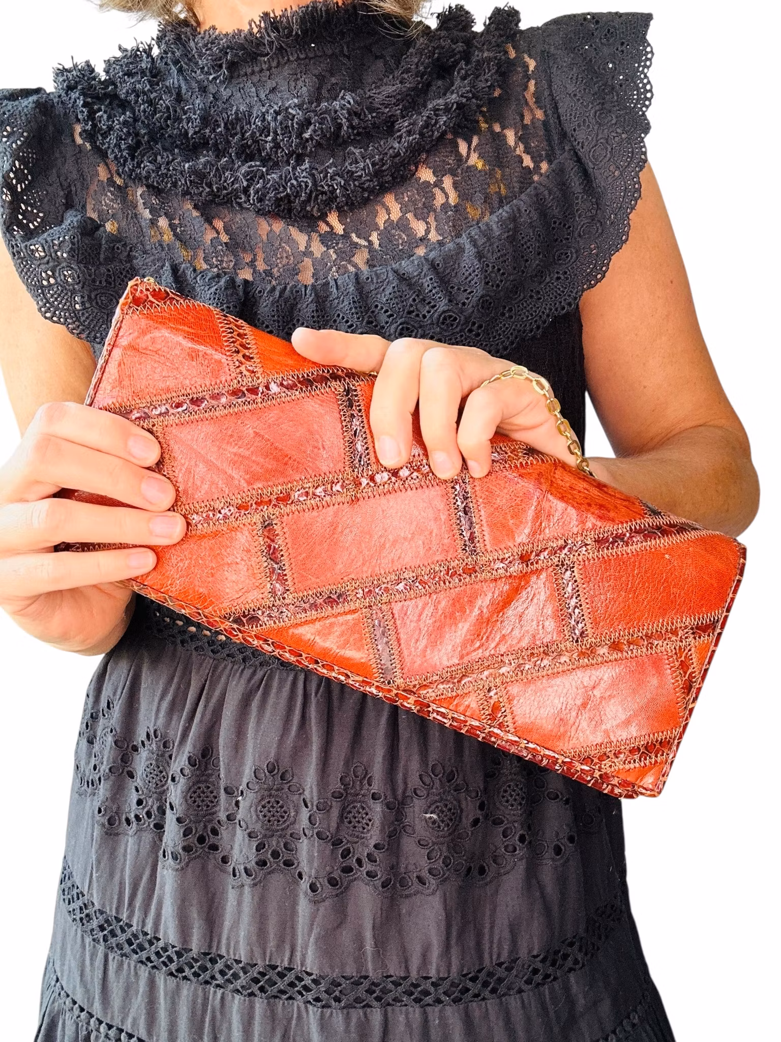 Vintage läderclutch