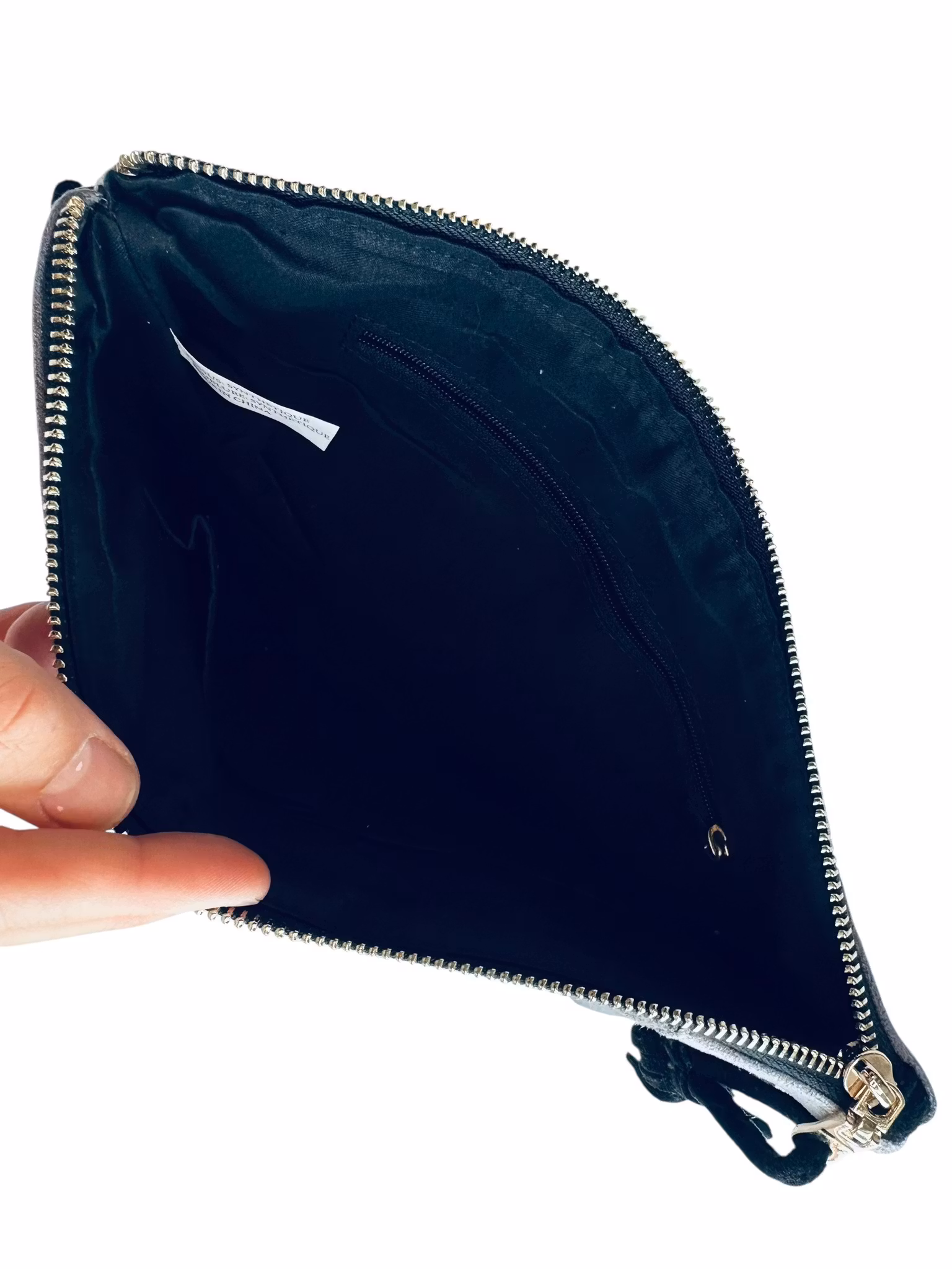 Grå clutch i patchwork