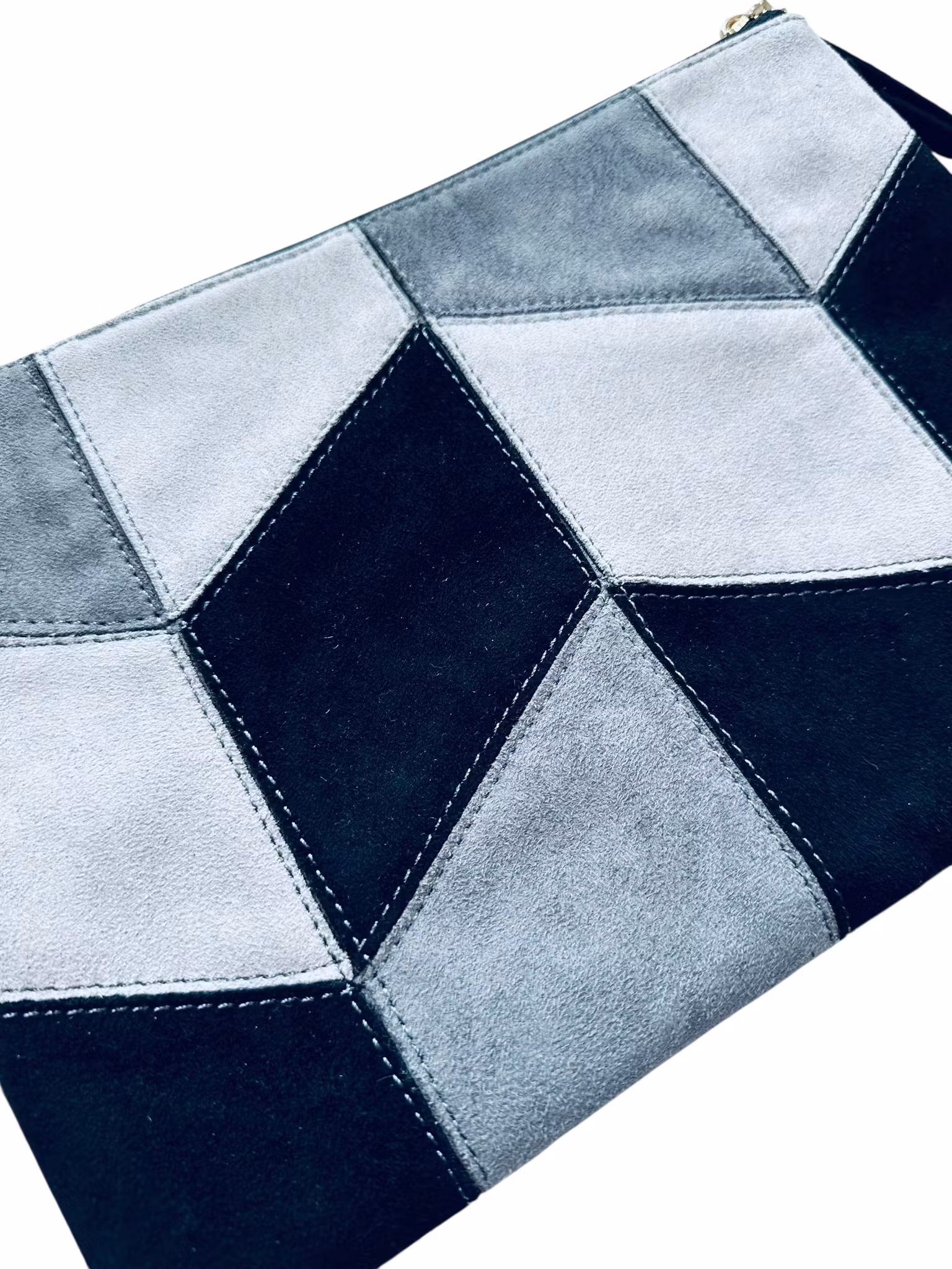 Grå clutch i patchwork