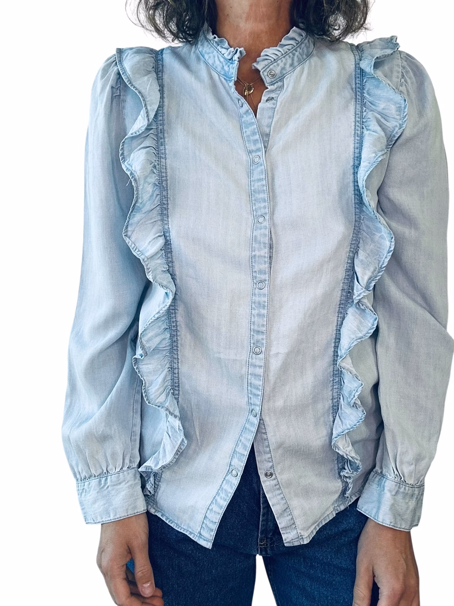 Sofie Schnoor denimskjorta med volang
