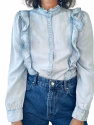 Sofie Schnoor denimskjorta med volang