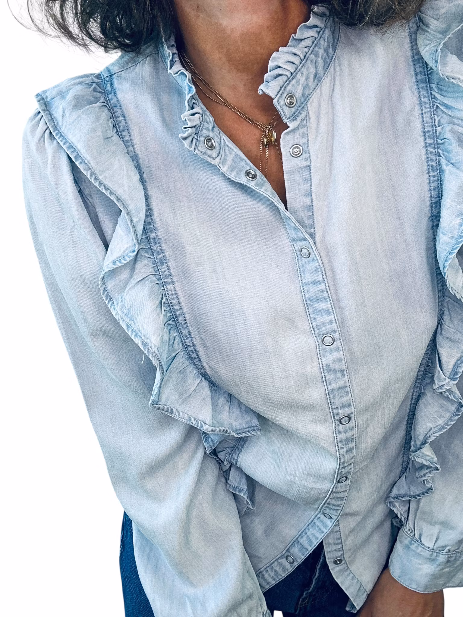 Sofie Schnoor denimskjorta med volang
