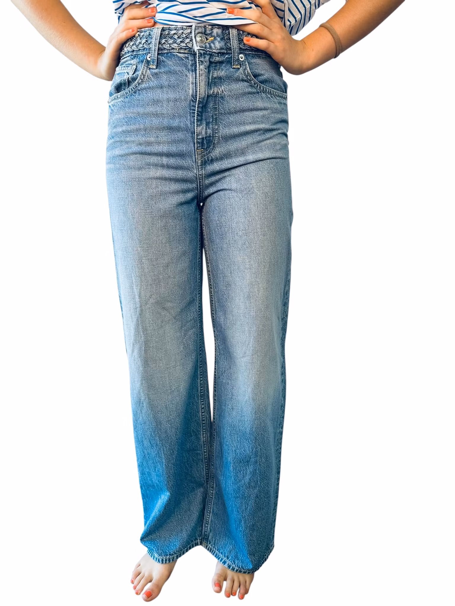 Jeans med flätad midja