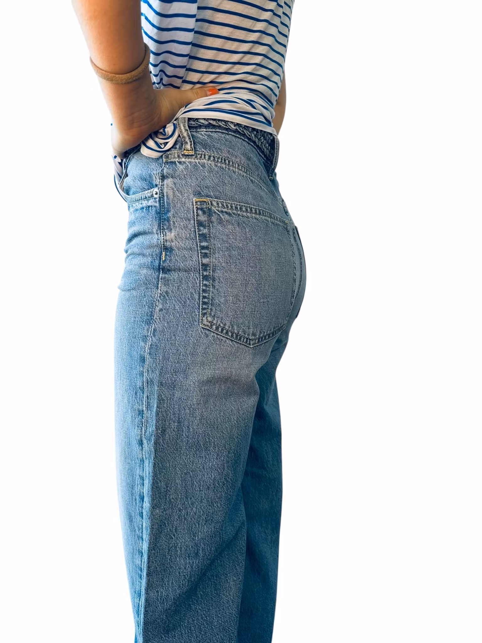 Jeans med flätad midja