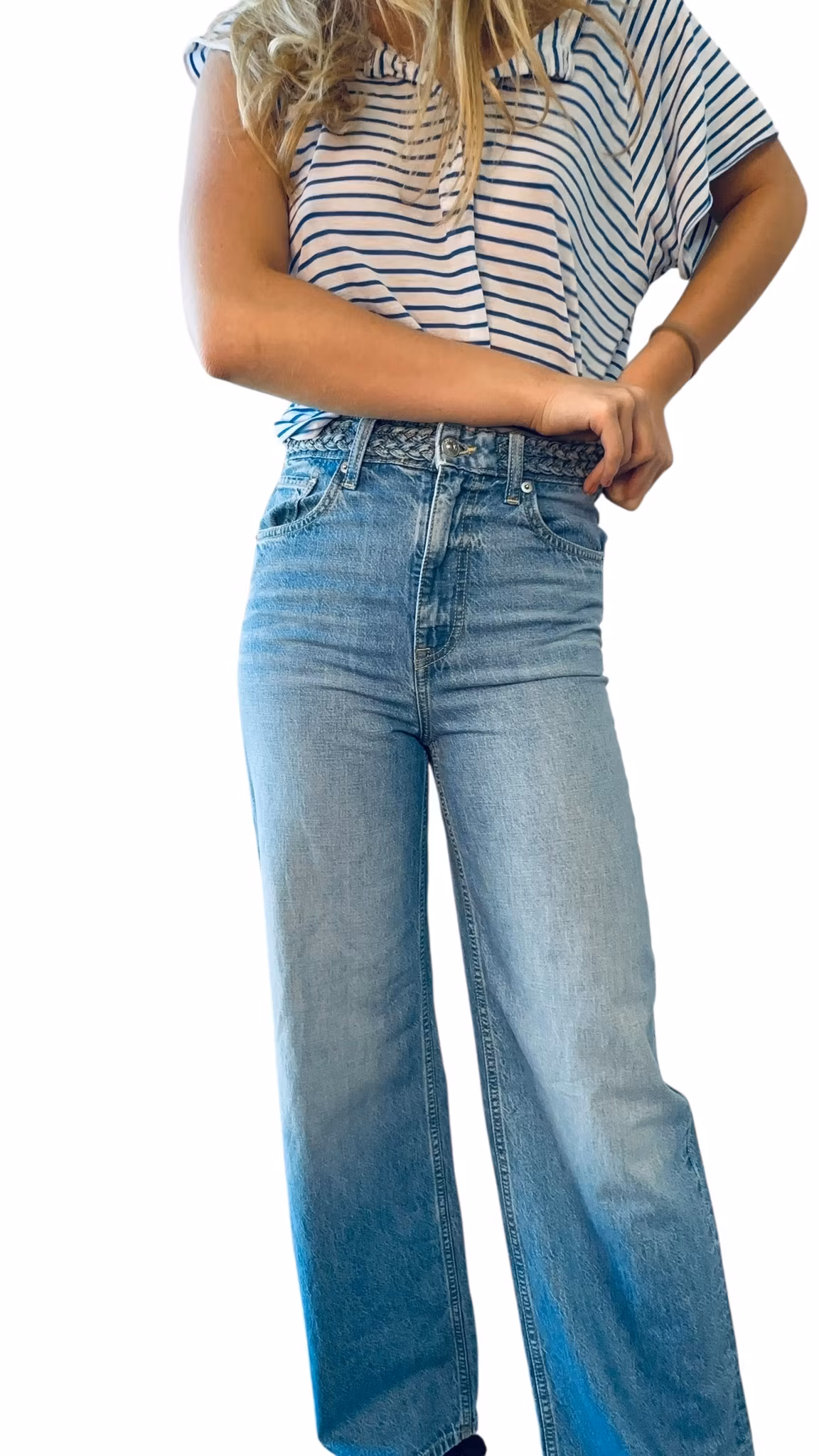 Jeans med flätad midja
