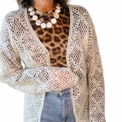 Spetslik kofta i mohairmix