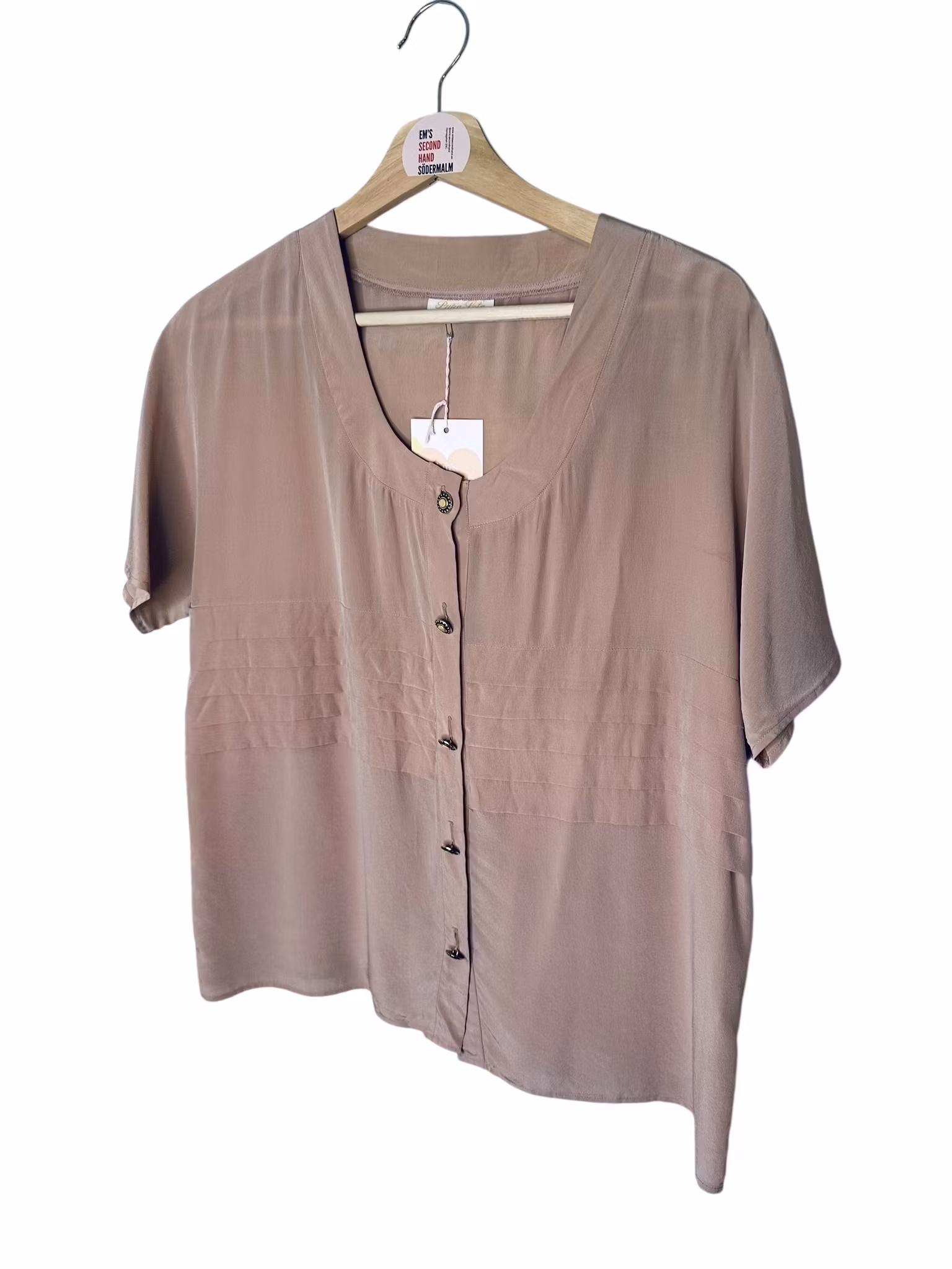 Sidenblus i dusty pink