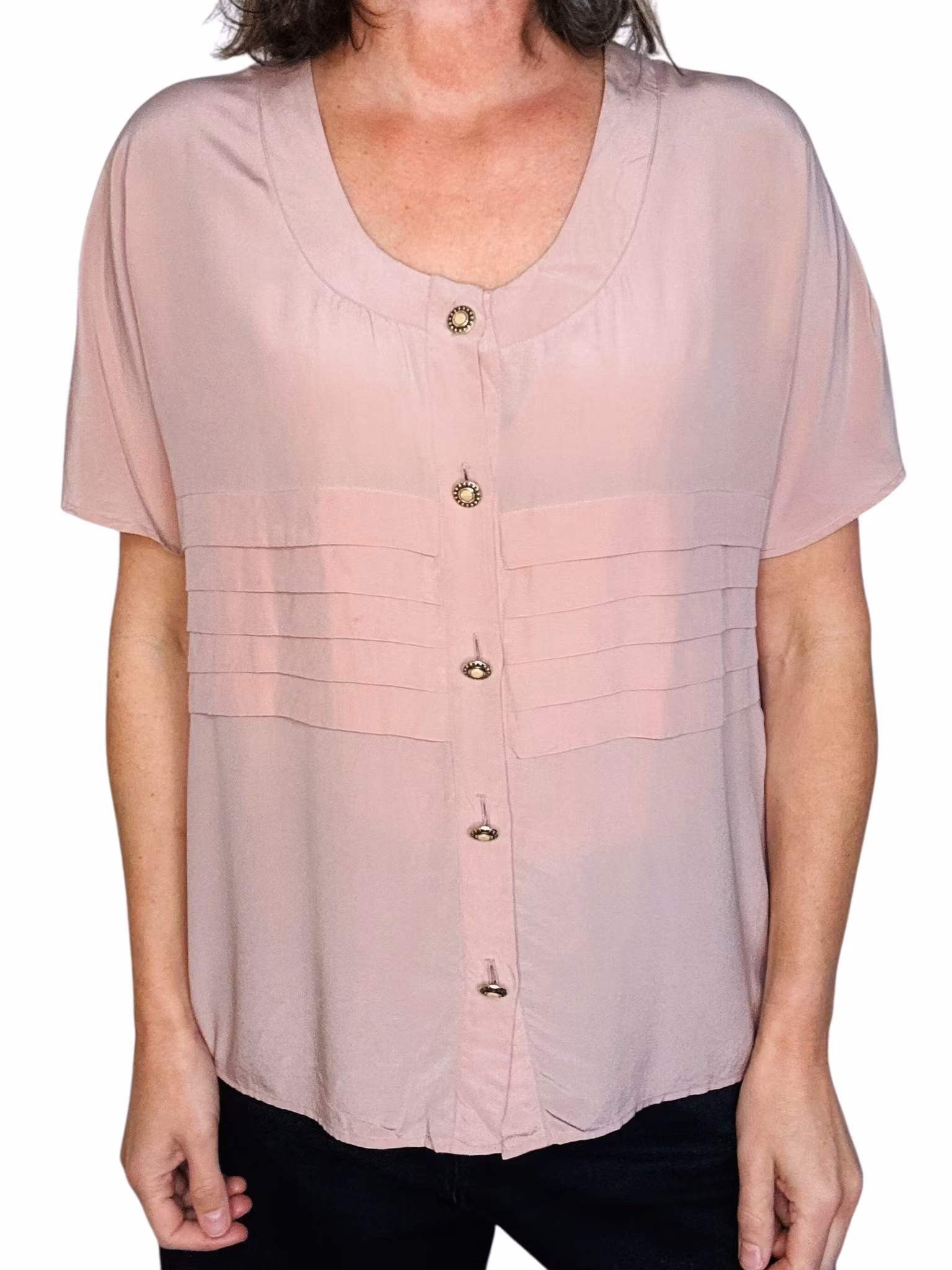 Sidenblus i dusty pink