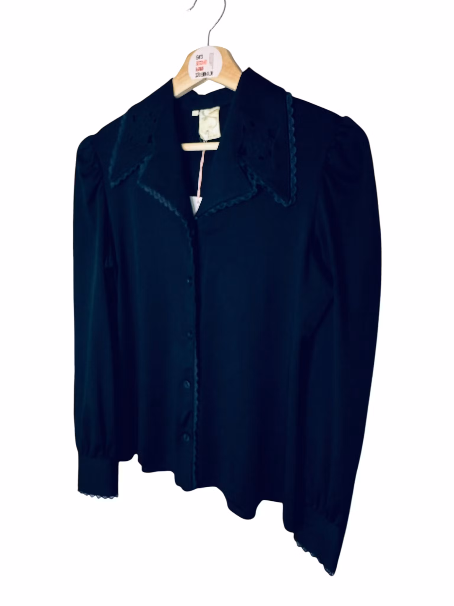 Vintage blus med stor spetskrage