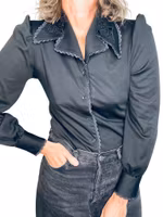 Vintage blus med stor spetskrage
