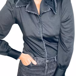 Vintage blus med stor spetskrage