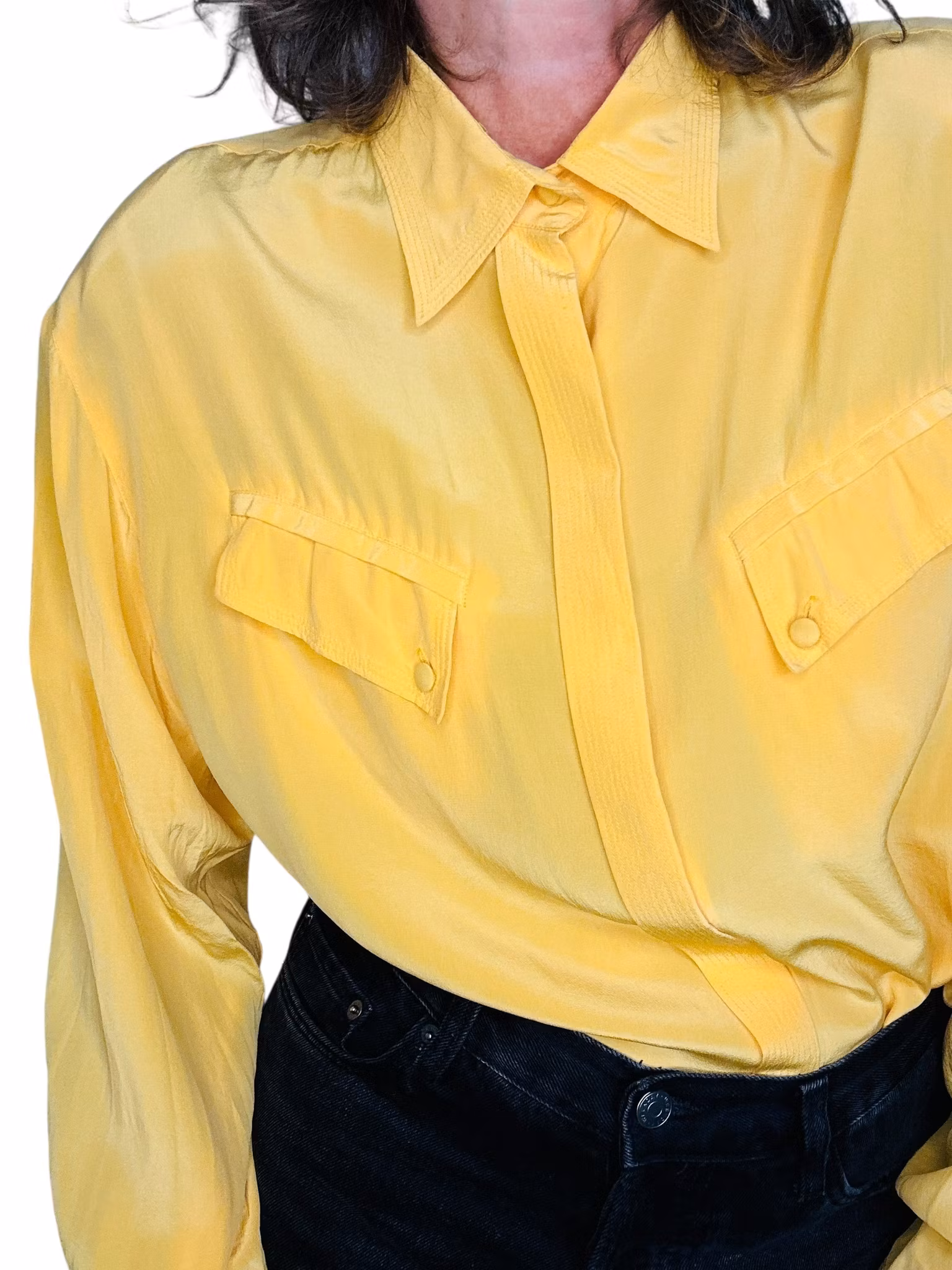 Vintage gul sidenblus