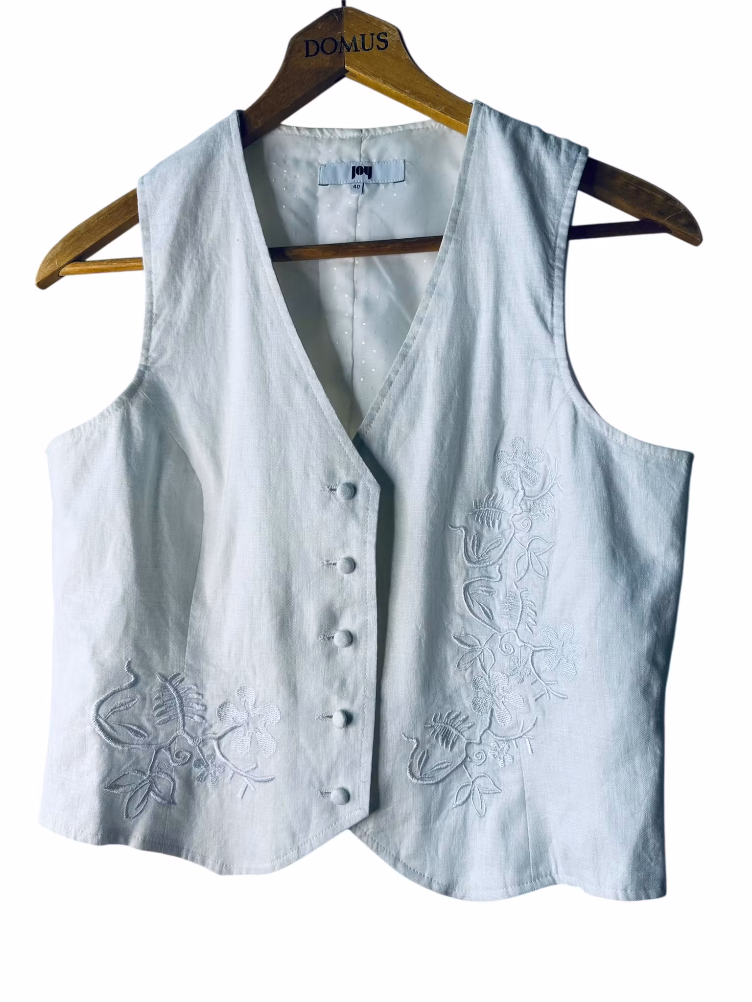 Vintage vit väst med broderier