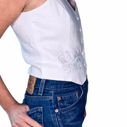 Vintage vit väst med broderier