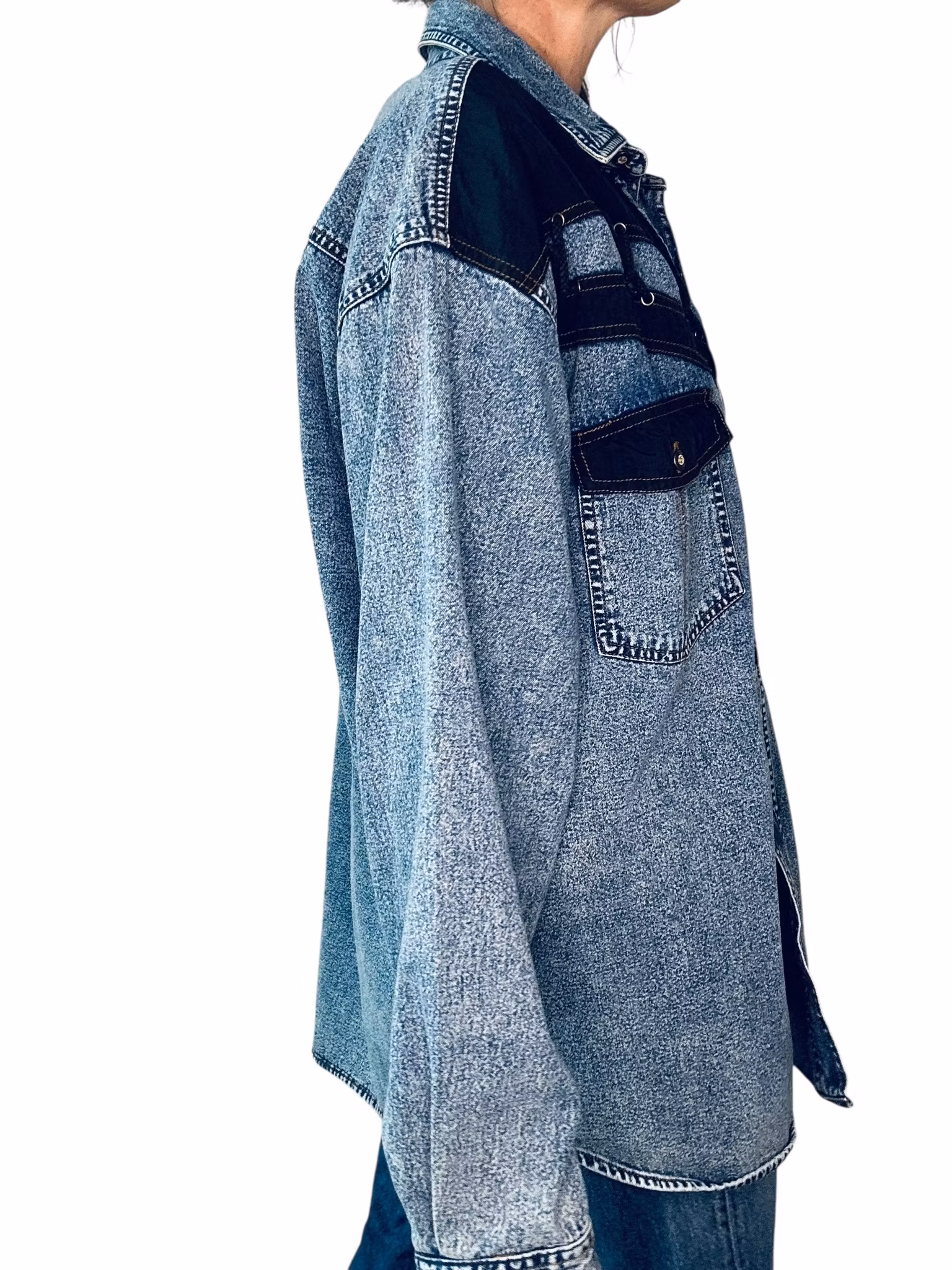 Vintage jeansskjorta med repdetaljer