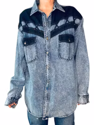 Vintage jeansskjorta med repdetaljer