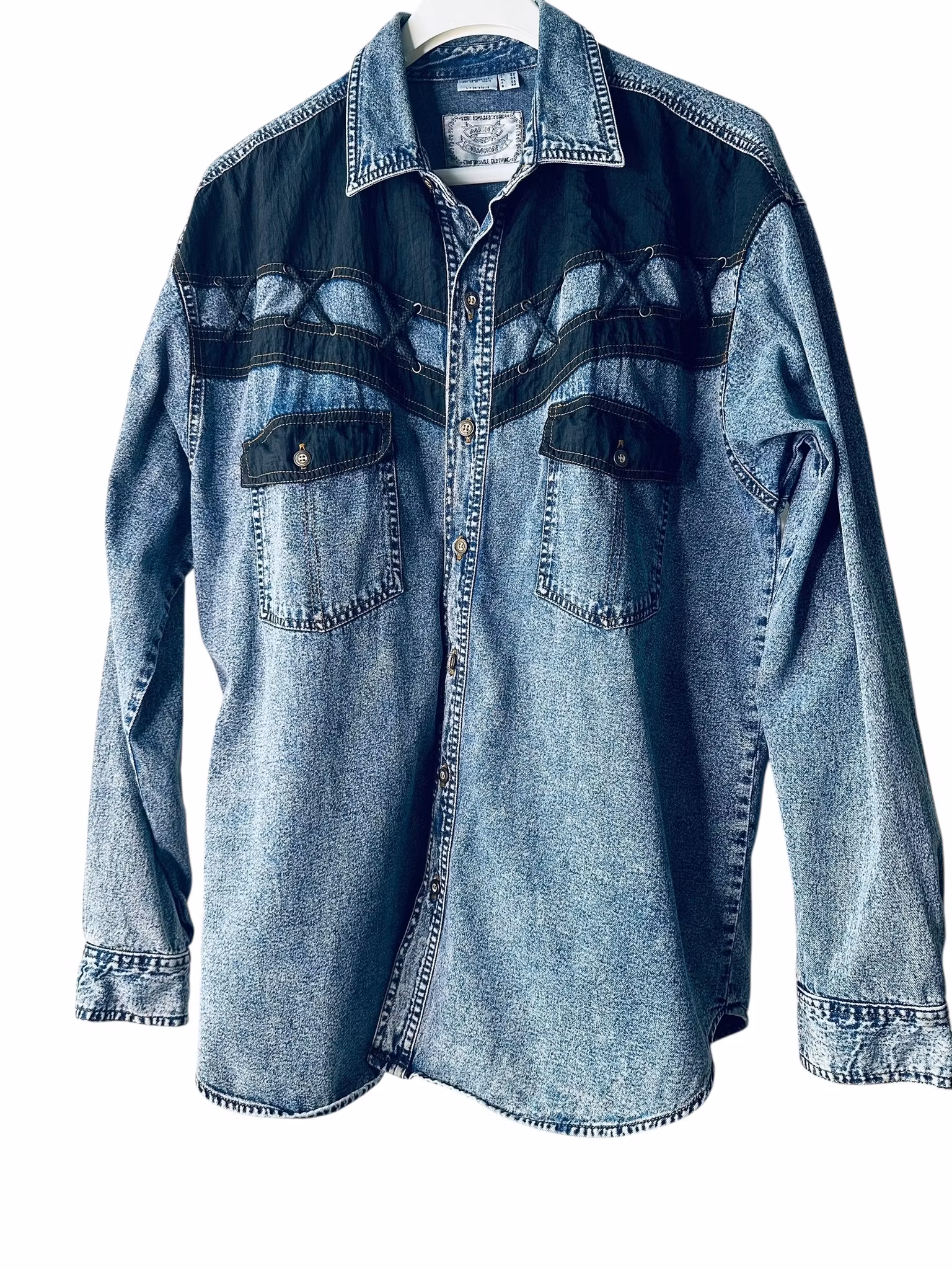 Vintage jeansskjorta med repdetaljer