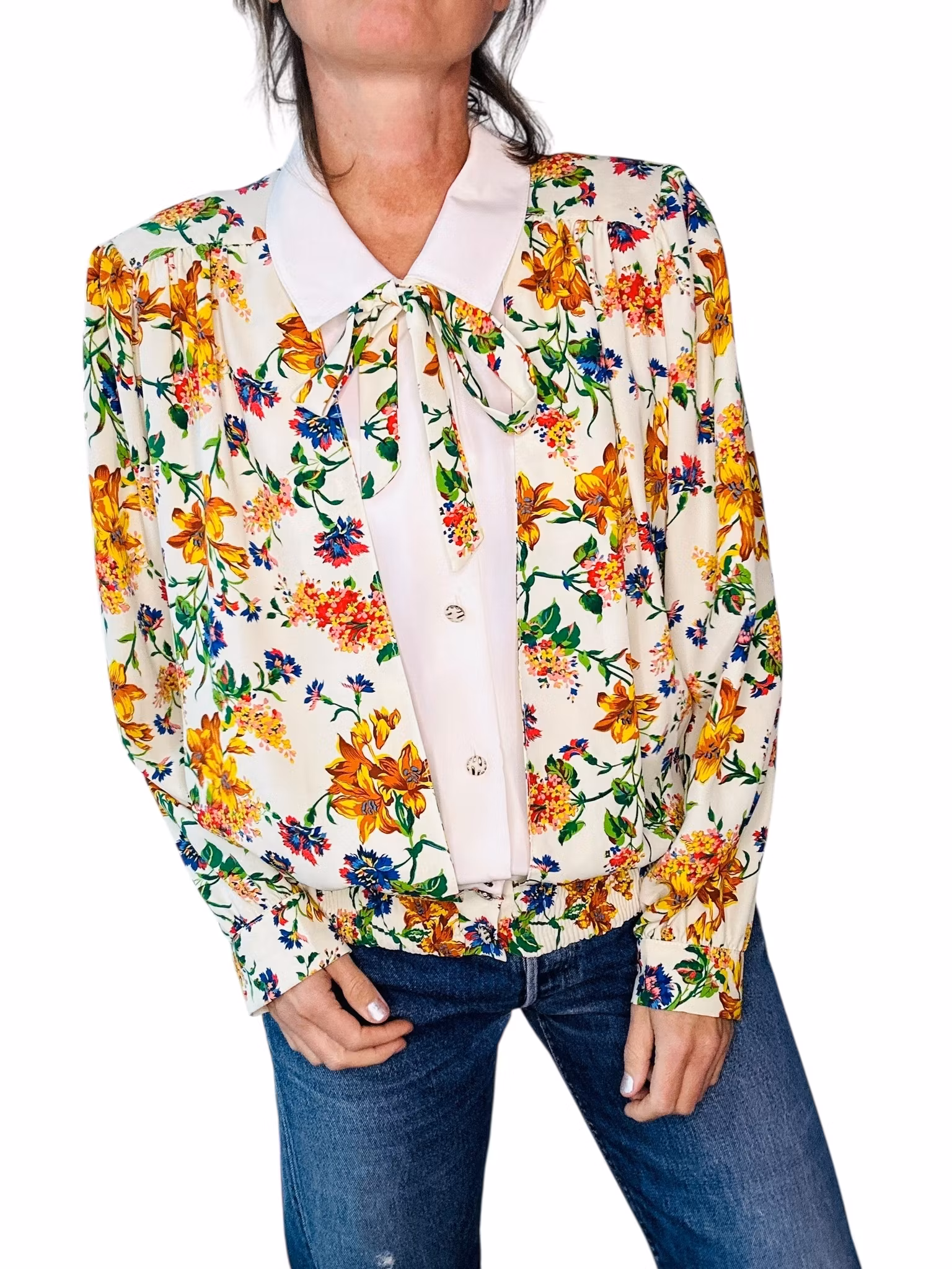 Vintage blommig blusjacka
