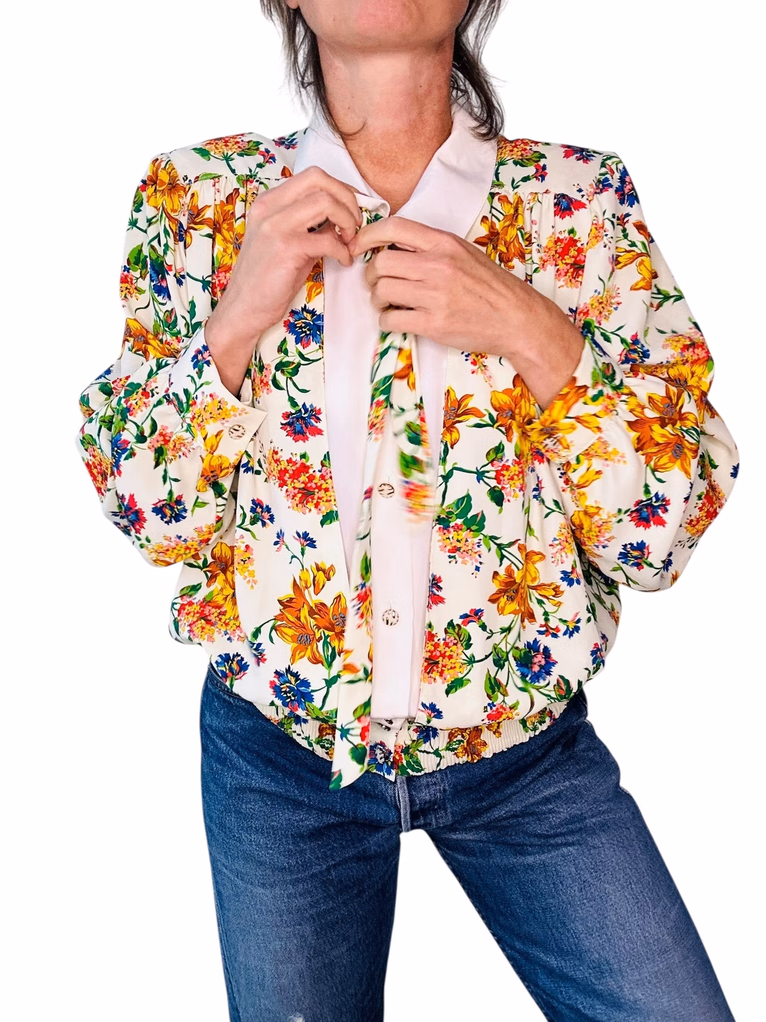Vintage blommig blusjacka