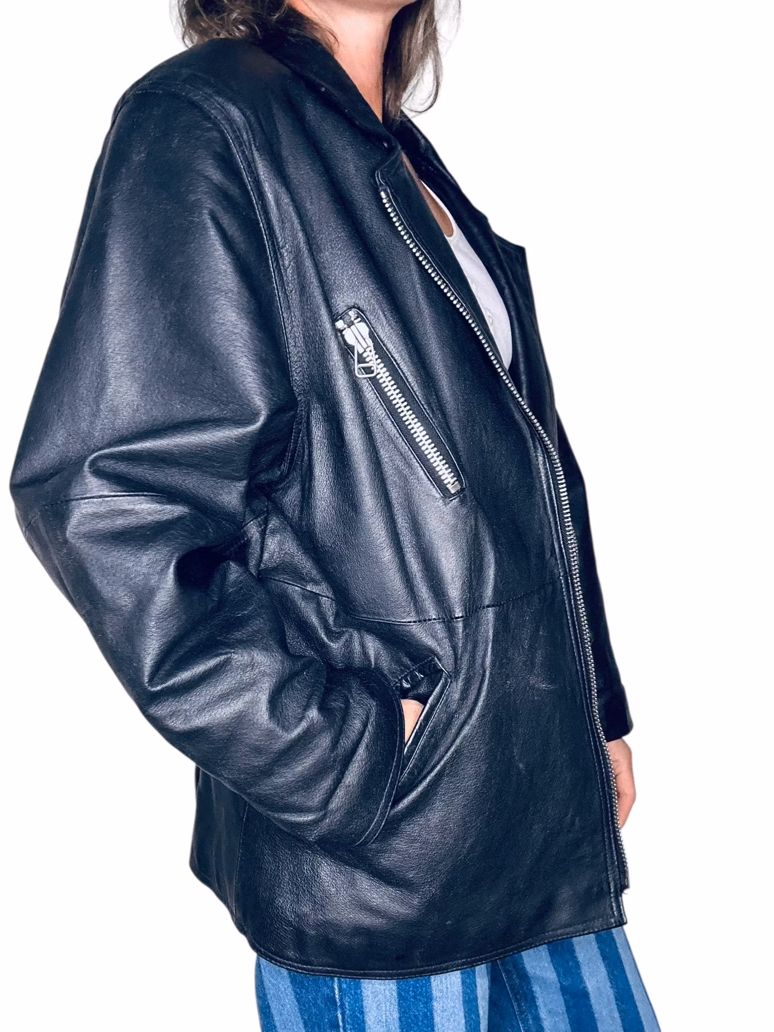 Vintage svart längre biker