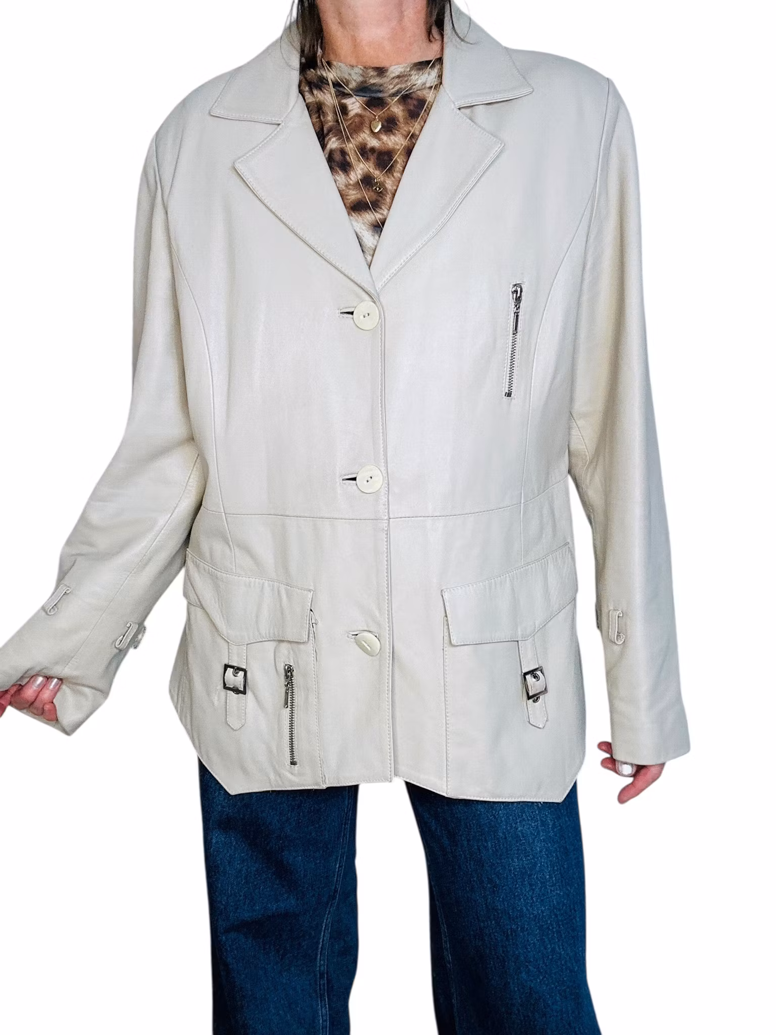 Beige skinnjacka