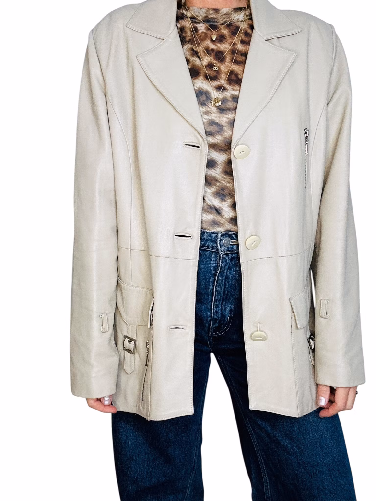 Beige skinnjacka