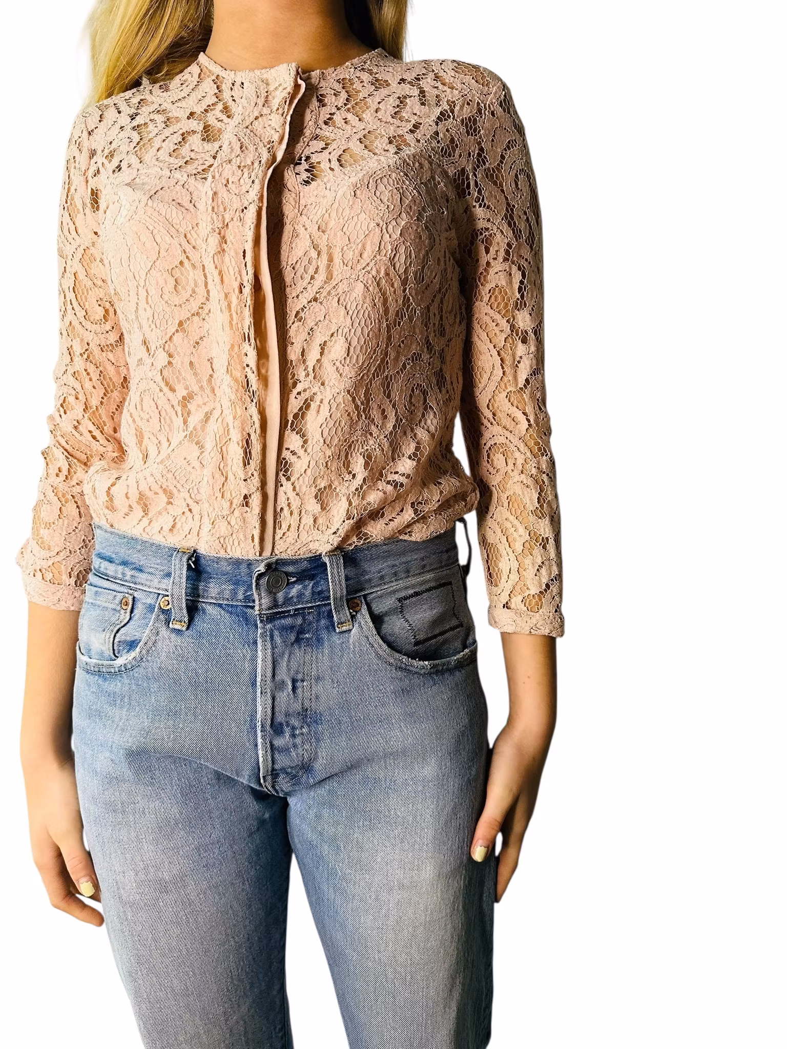 Custommade rosa spetsblus