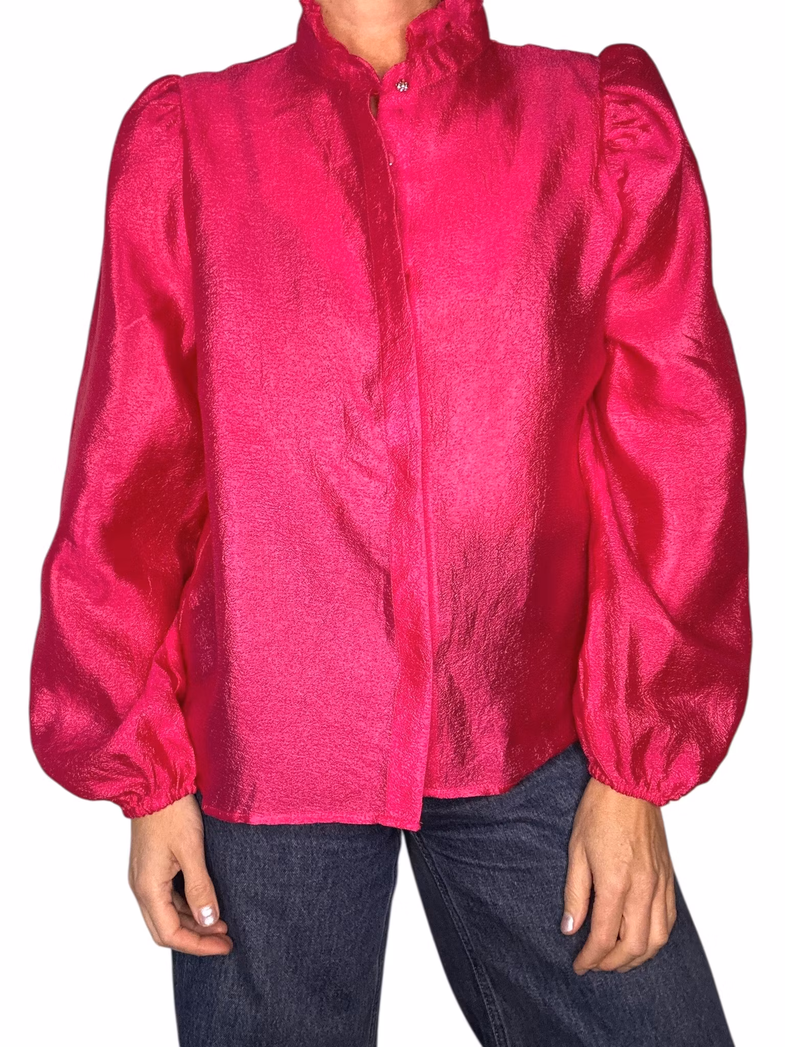 Rosa blus med strassdetalj