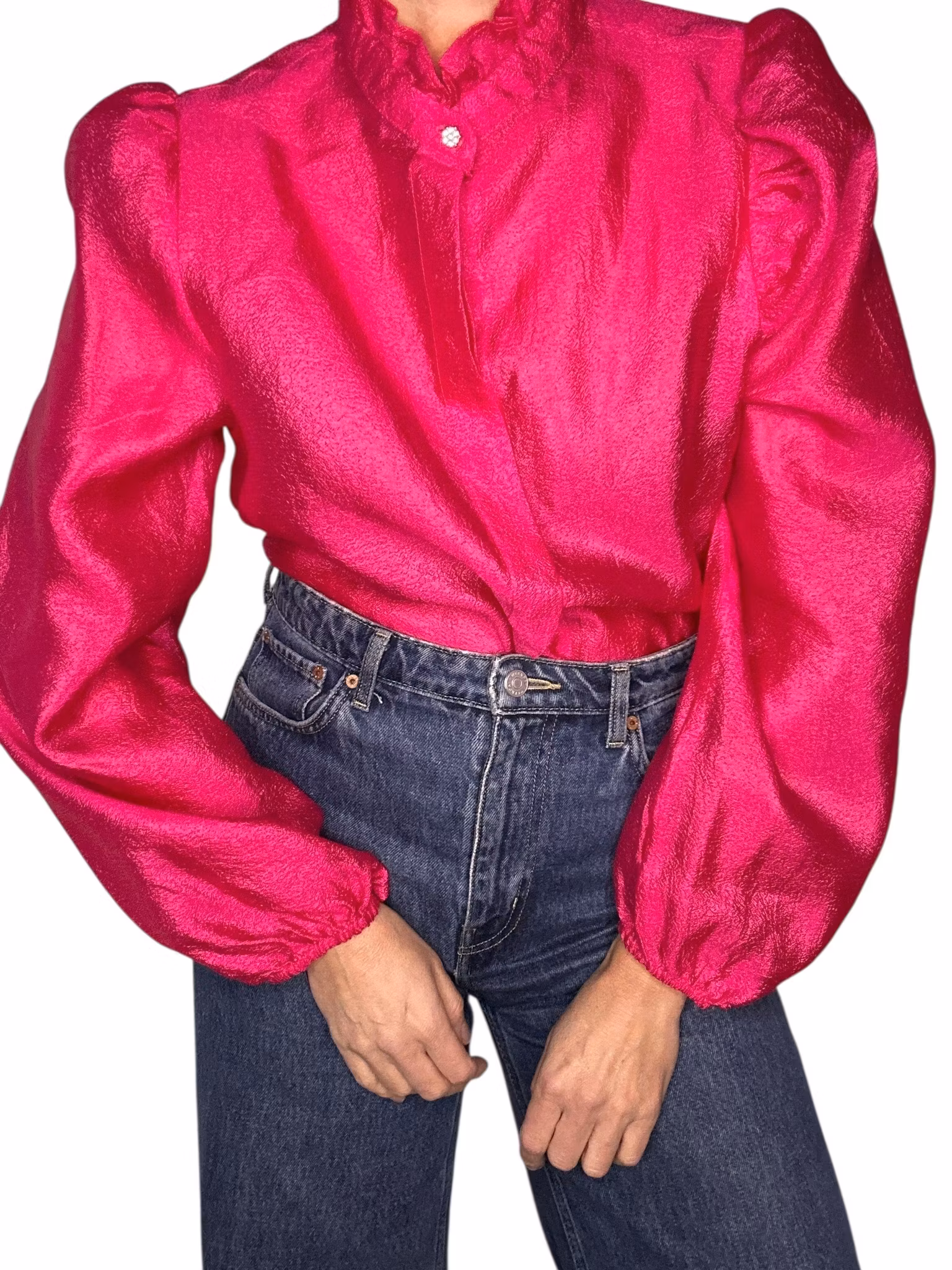 Rosa blus med strassdetalj