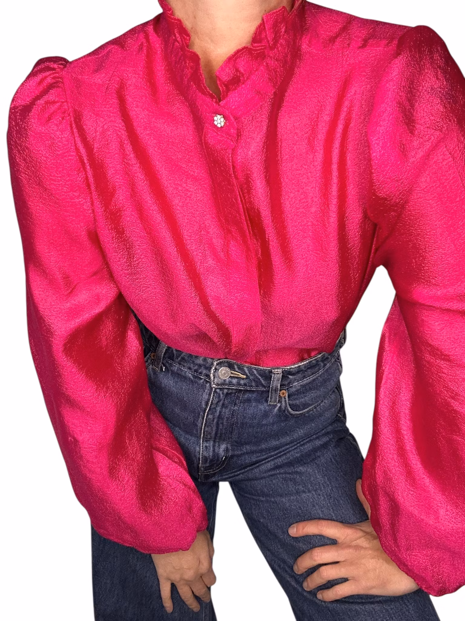 Rosa blus med strassdetalj