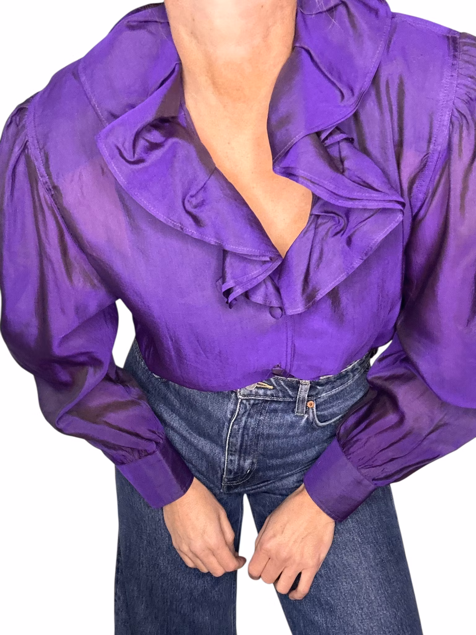 Vintage lila blus i sidenmix