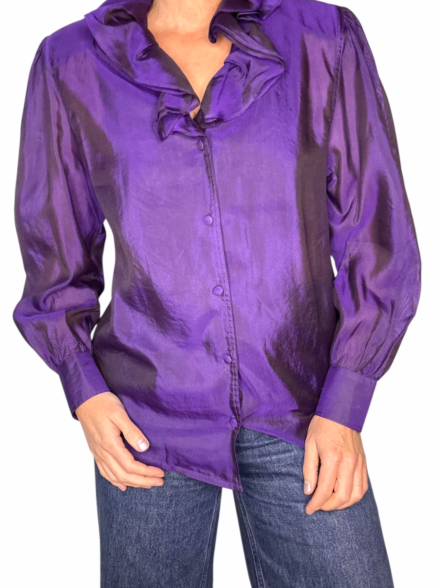 Vintage lila blus i sidenmix