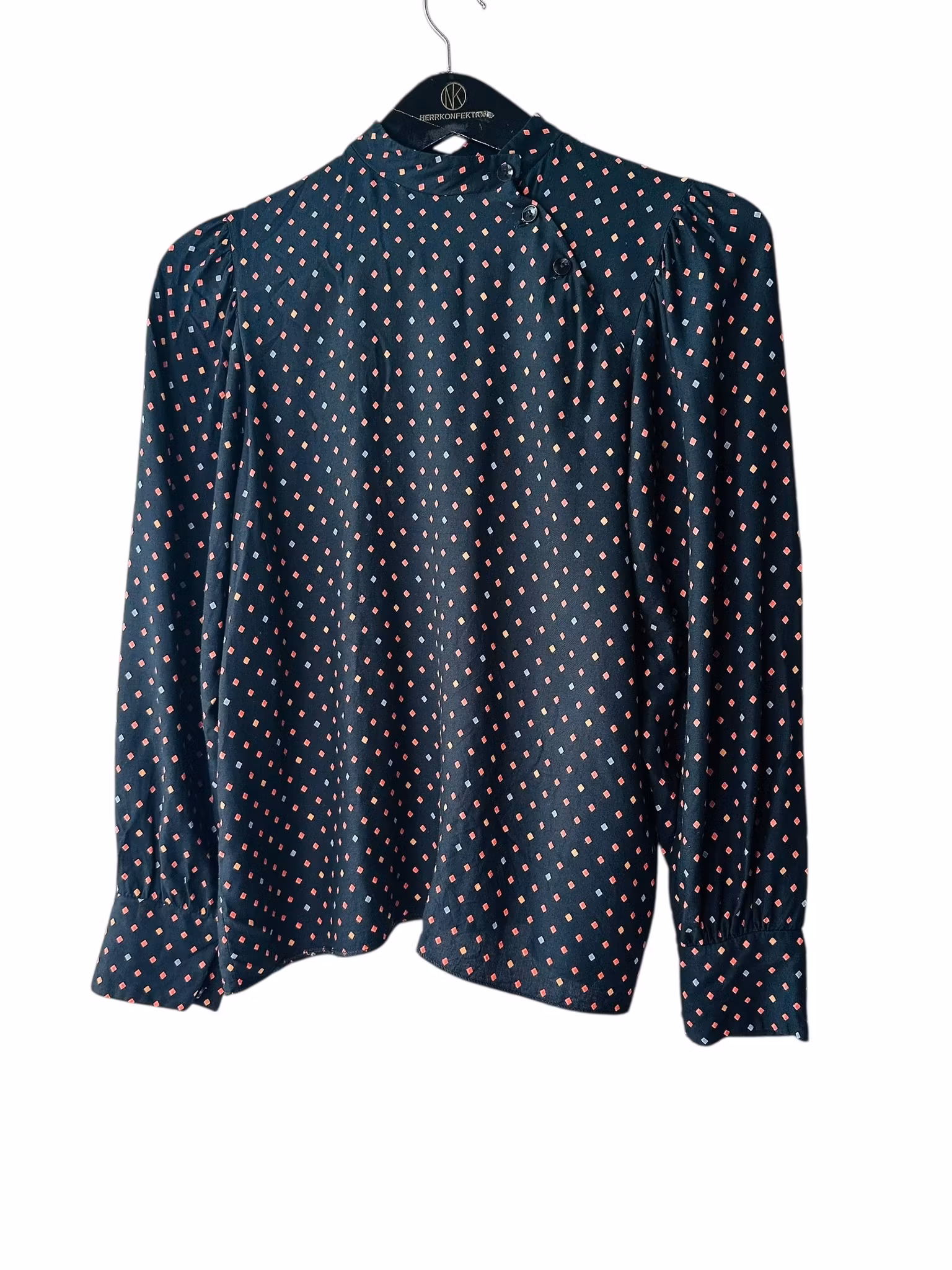 Vintage blus med sned knäppning