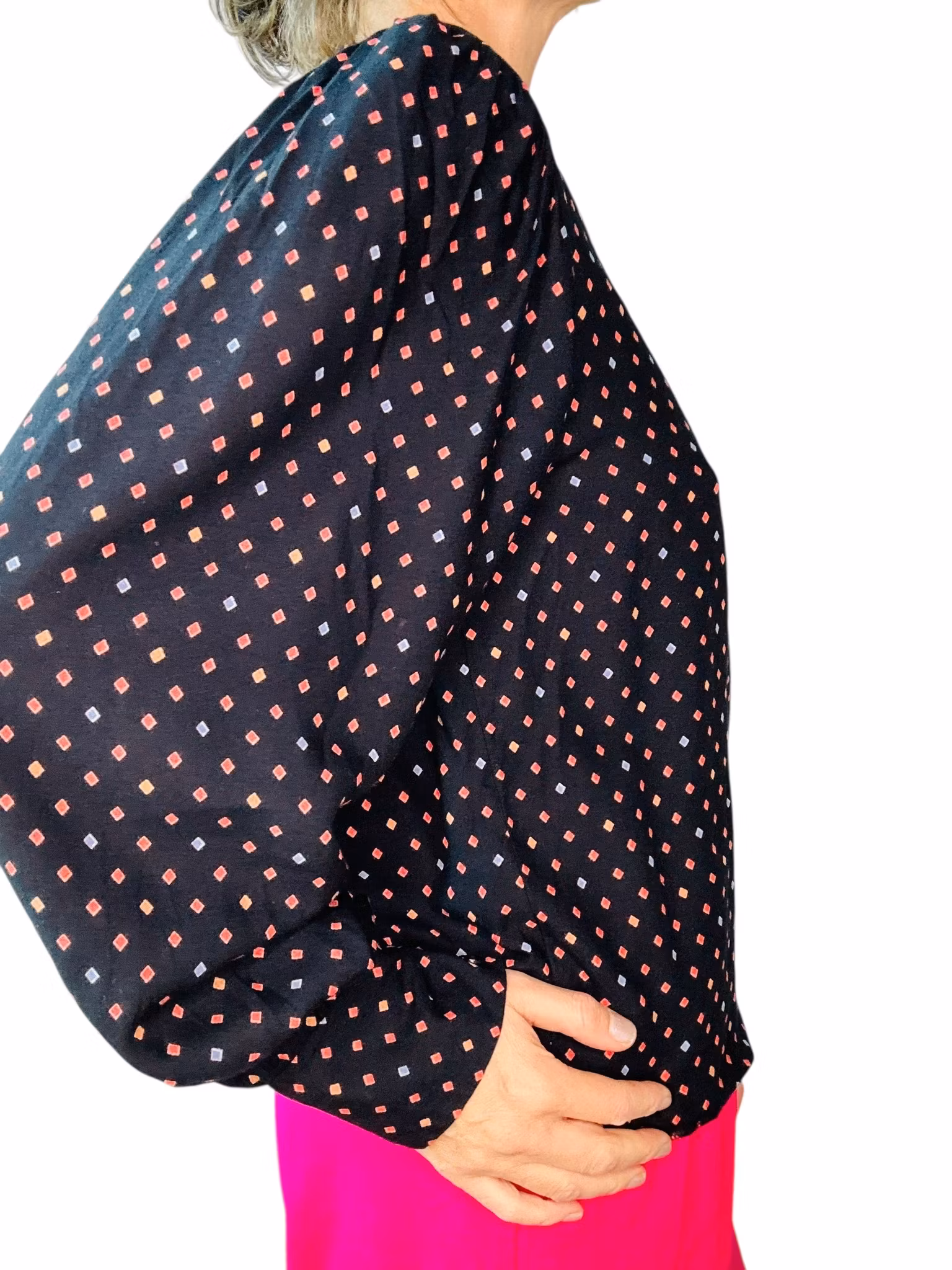 Vintage blus med sned knäppning
