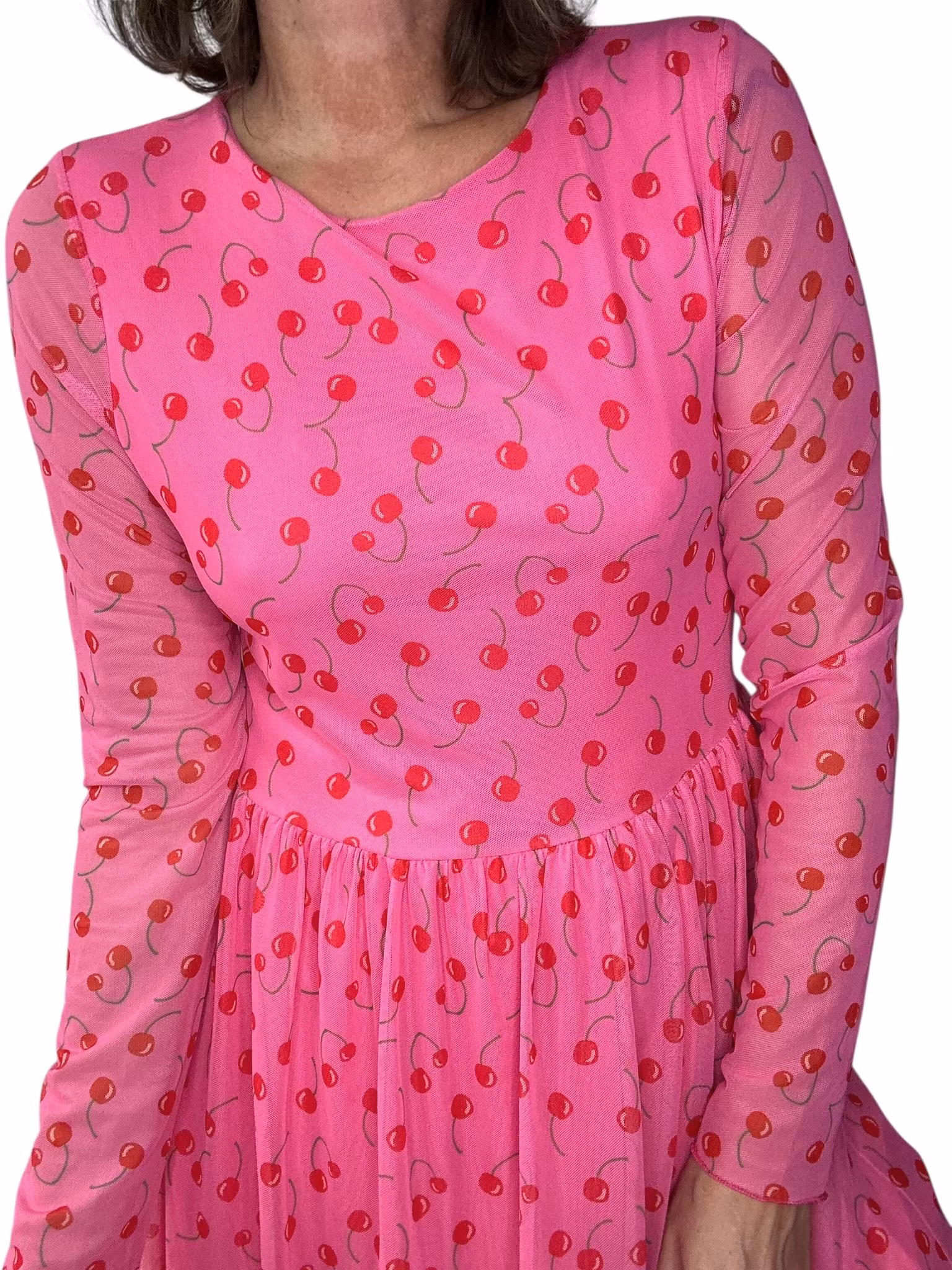 Meshklänning med körsbärsprint