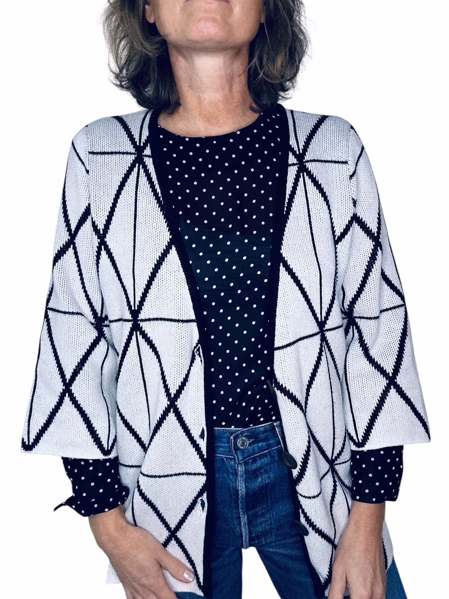 Nümph svart-vit kofta