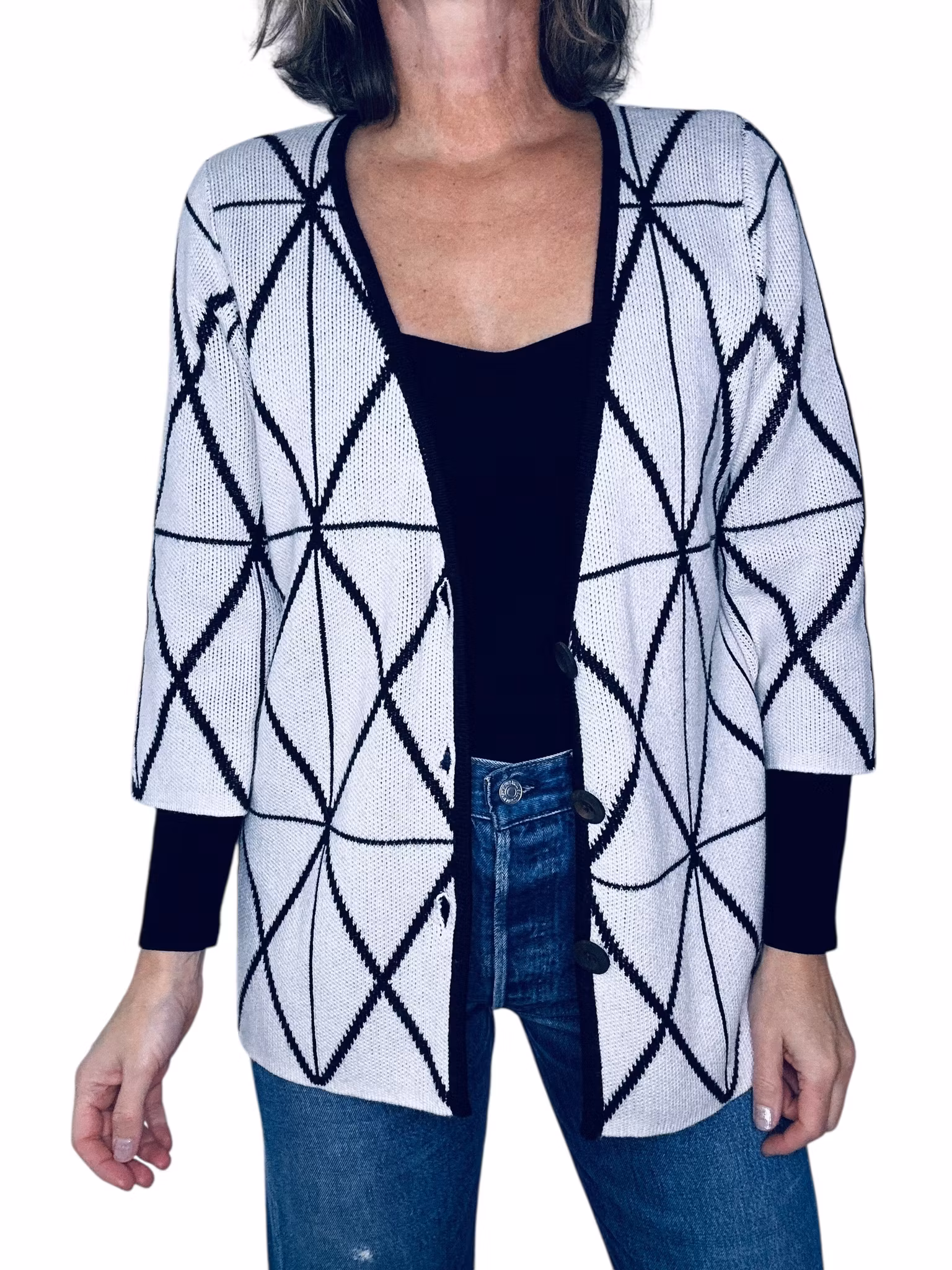 Nümph svart-vit kofta