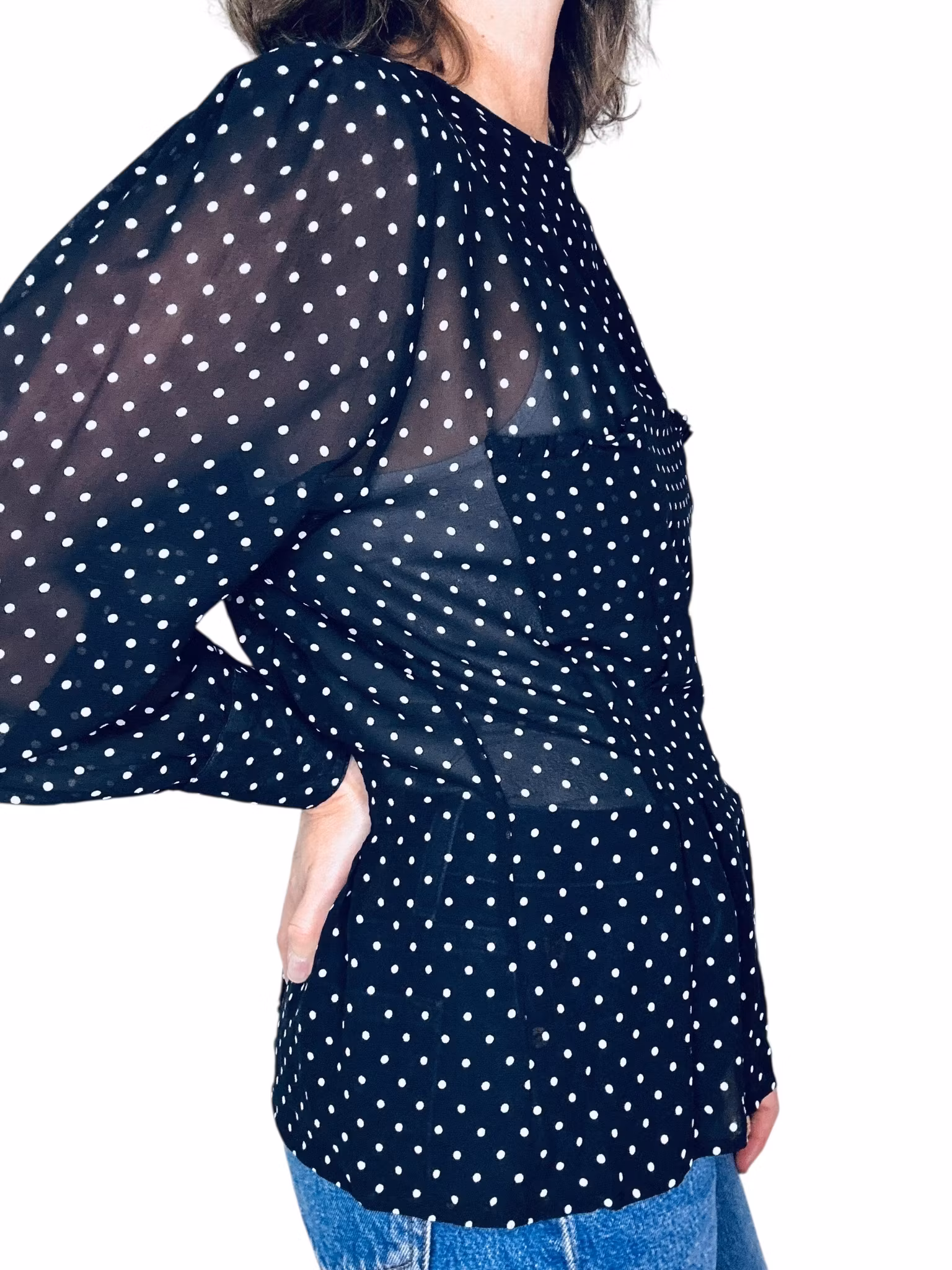 Vintage prickig sidenblus