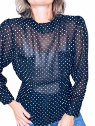 Vintage prickig sidenblus