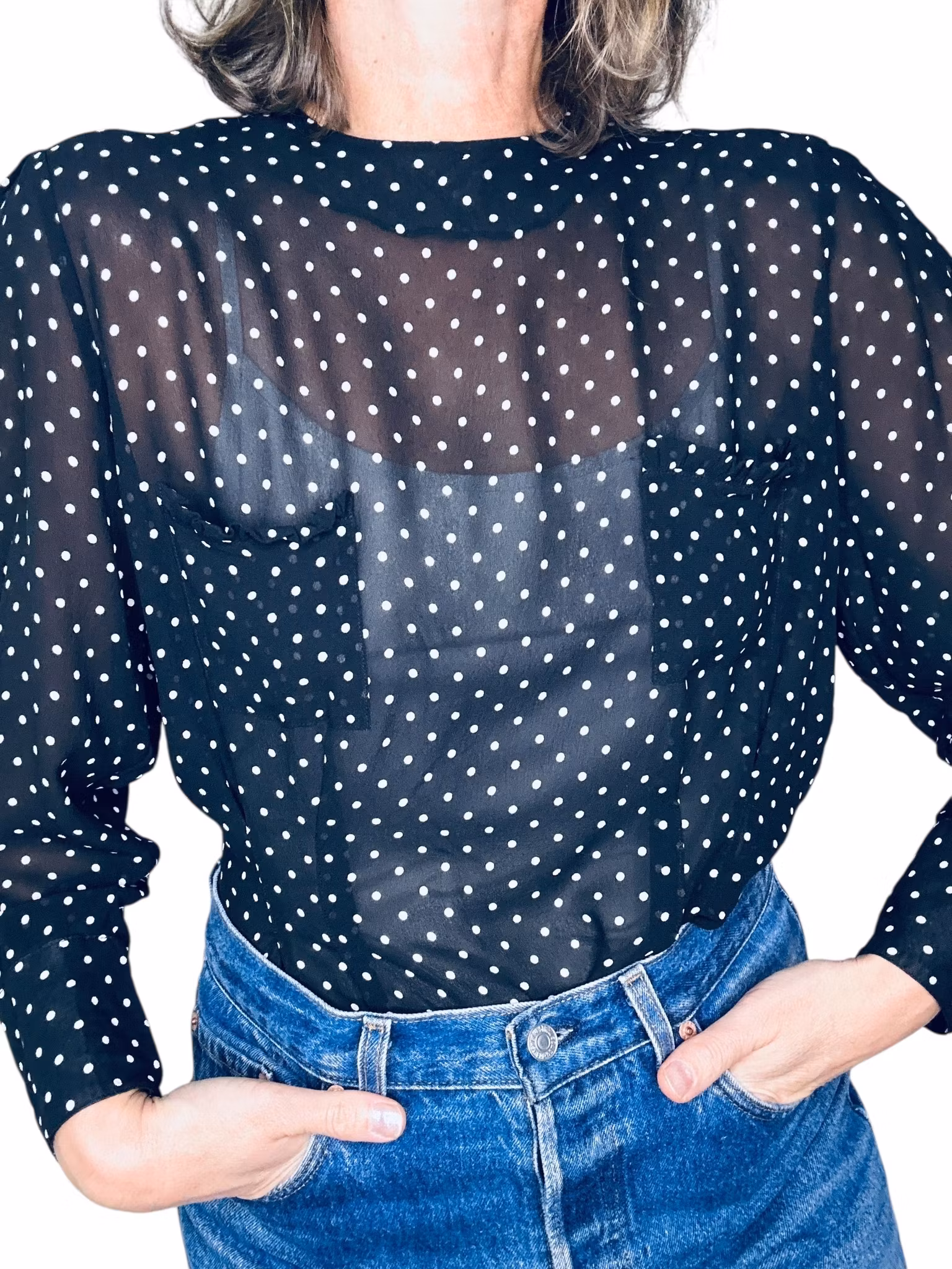 Vintage prickig sidenblus