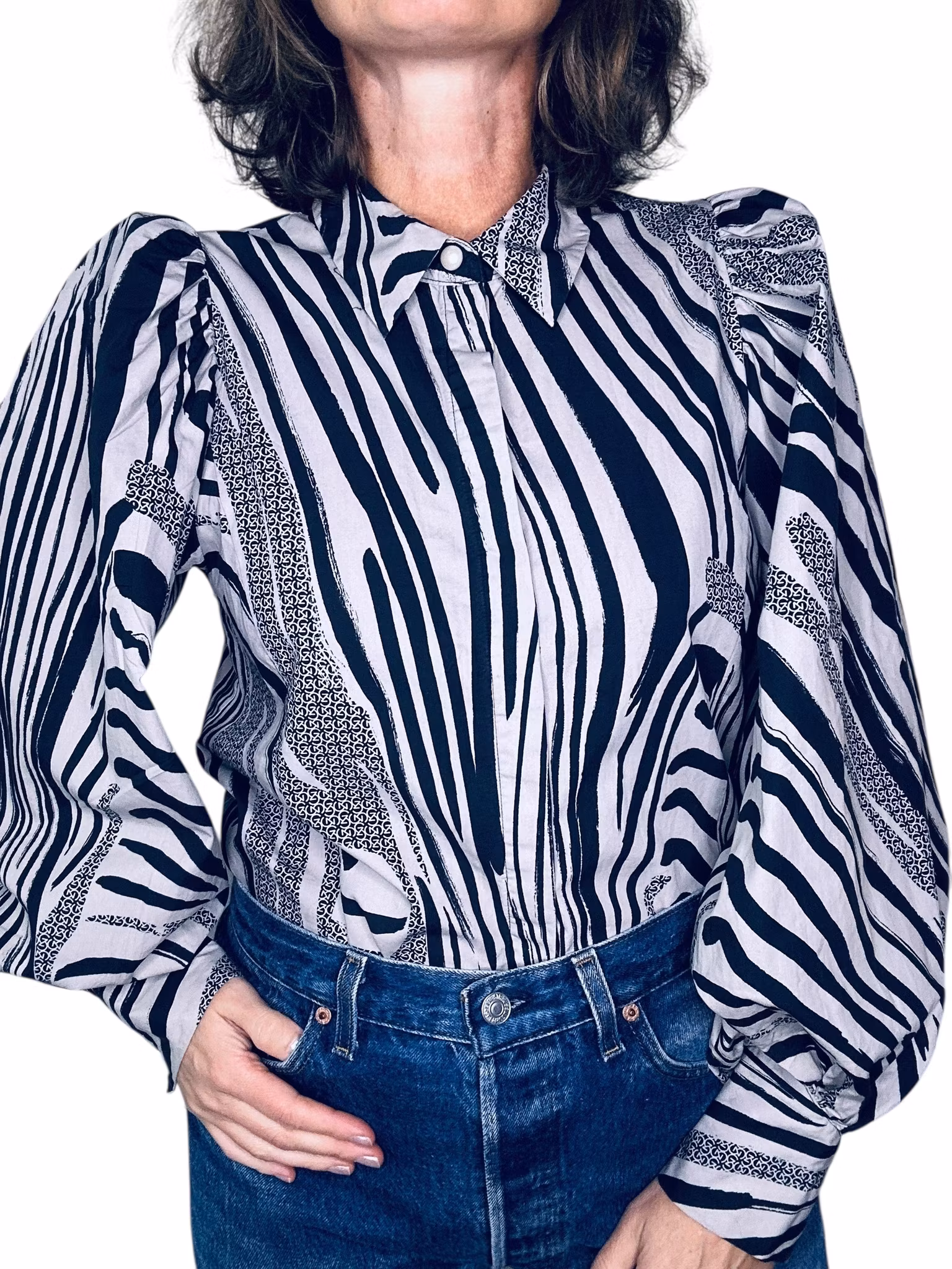 Gestuz zebramönstrad blus