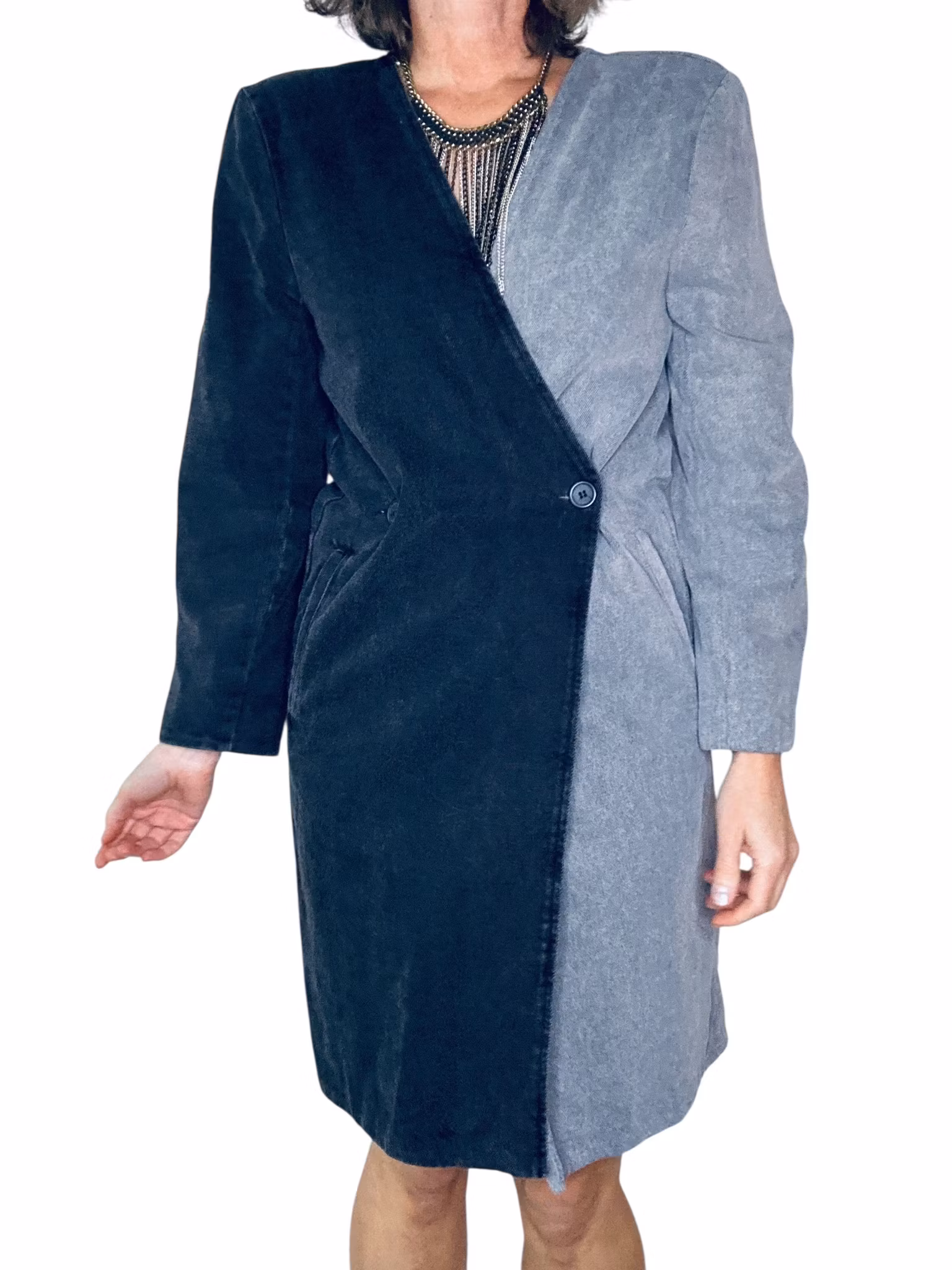 Gestuz tvåfärgad klänning/kaftan i denim