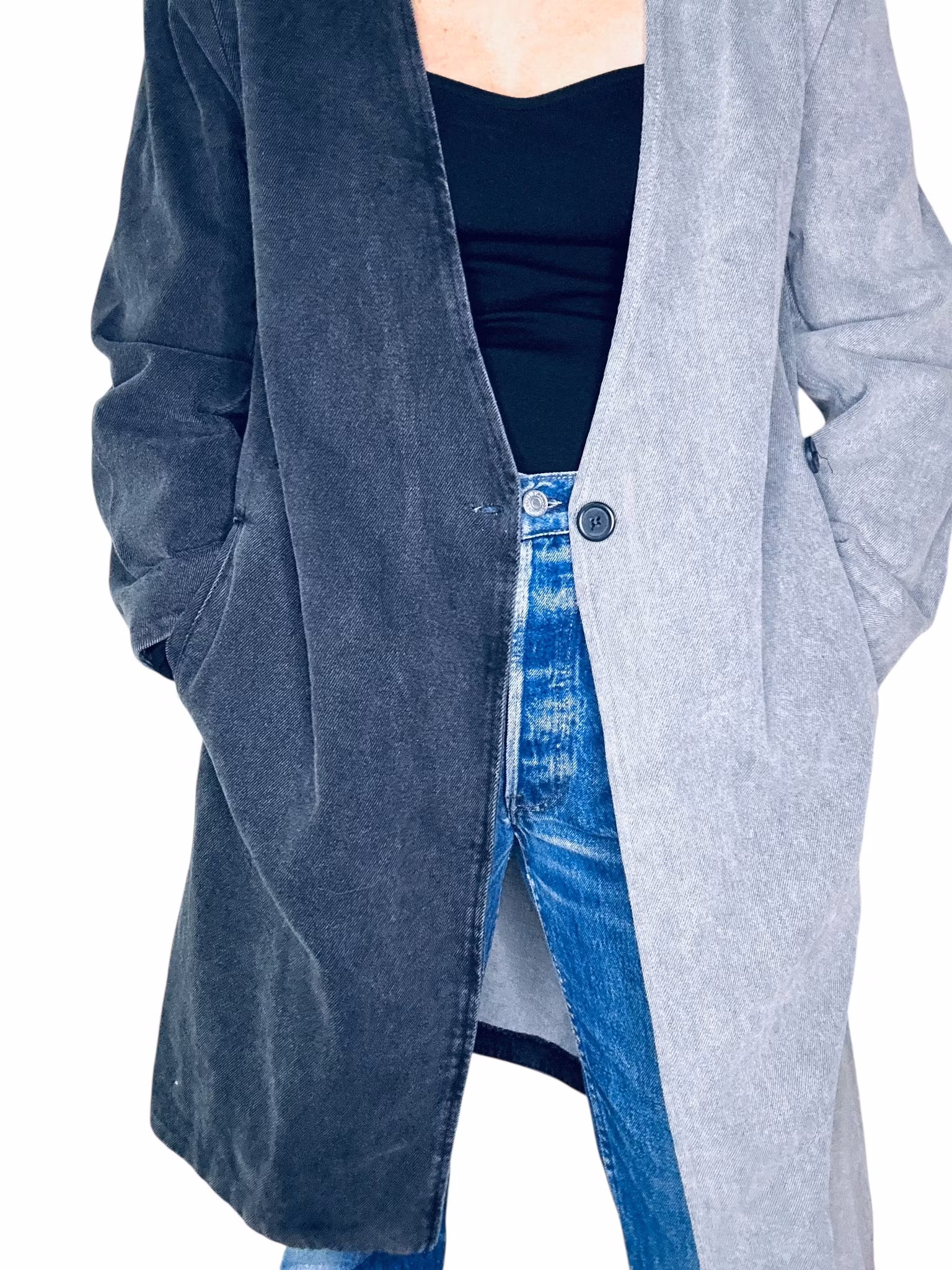 Gestuz tvåfärgad klänning/kaftan i denim