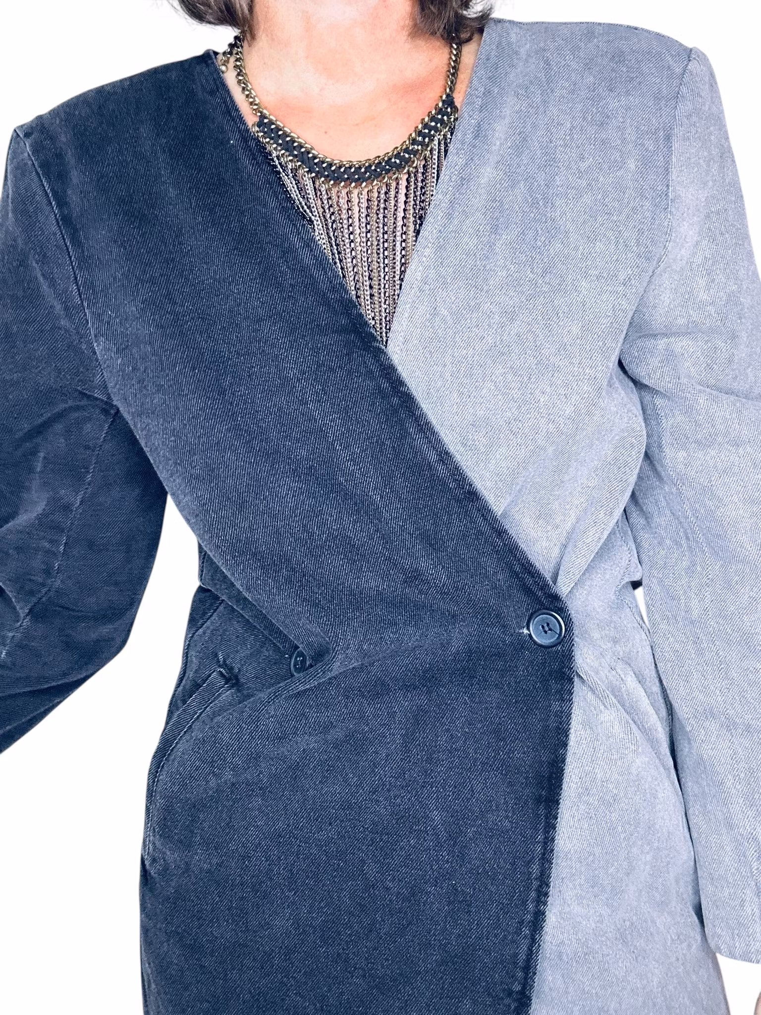 Gestuz tvåfärgad klänning/kaftan i denim