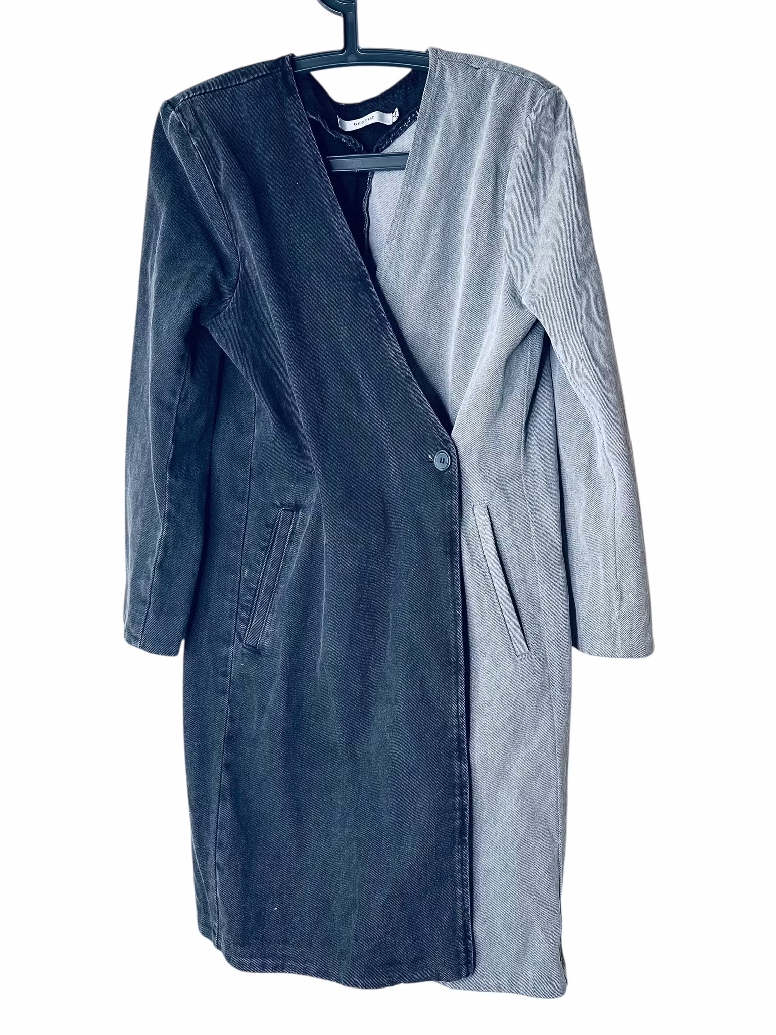 Gestuz tvåfärgad klänning/kaftan i denim